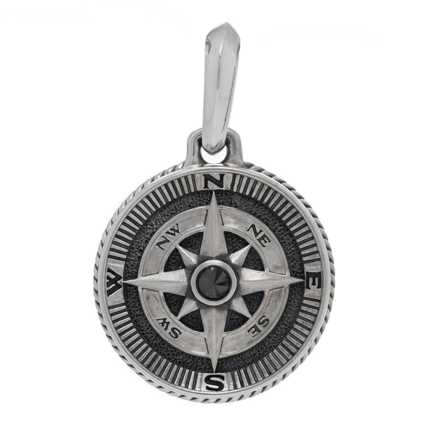 David Yurman Sterling Silver Black Diamond Maritime Compass Enhancer Pendant 1 of 3