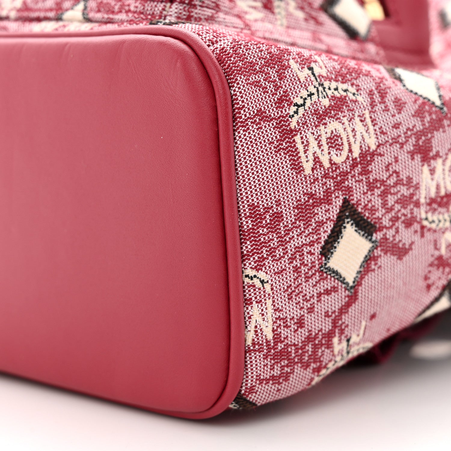 MCM Vintage Jacquard Monogram Mini Backpack Red 10 of 16