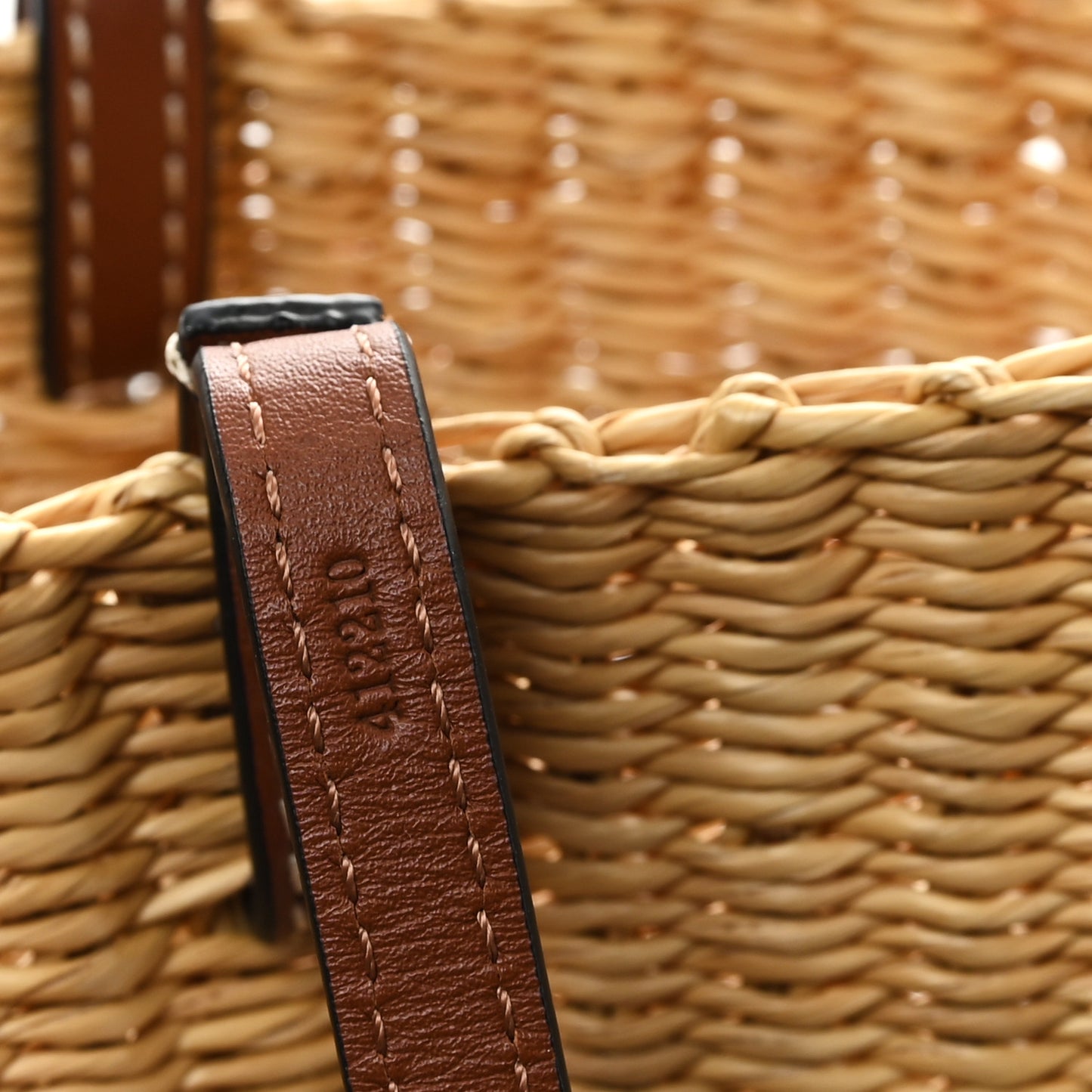 Raffia Calfskin Shell Basket Tote Natural Pecan