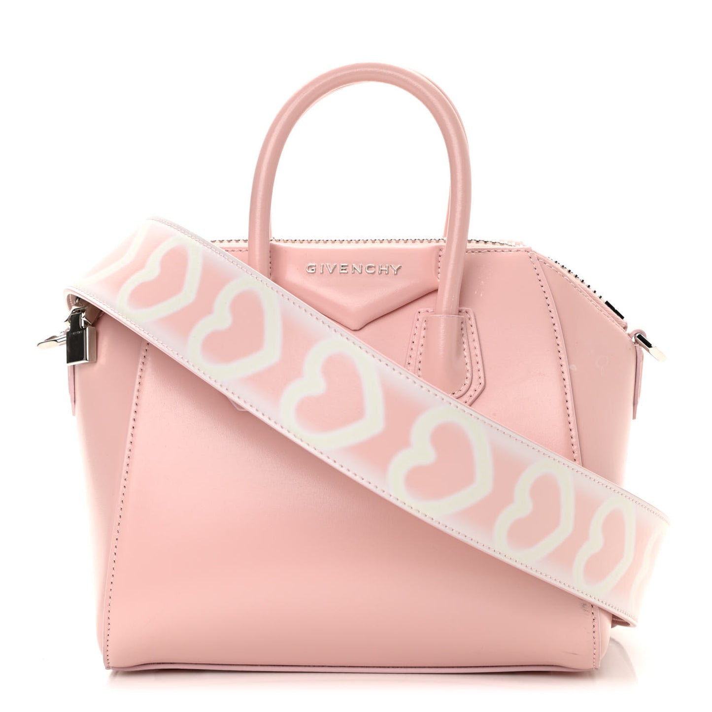 Box Calfskin Mini Heart Antigona Top Handle Bag Blush Pink