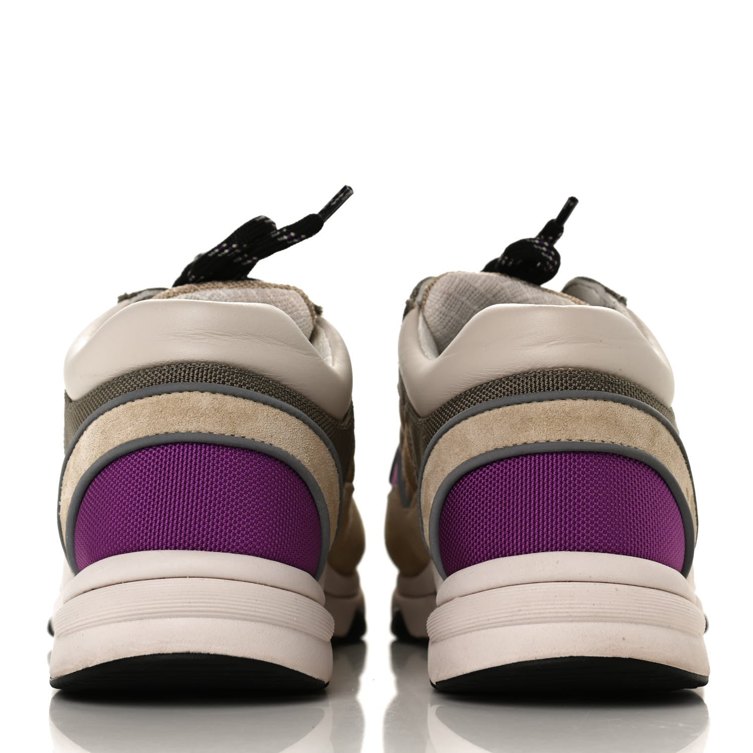 Chanel Mesh Suede Calfskin Grained Calfskin Womens CC Sneakers 39 Beige Dark Beige Purple 6 of 12