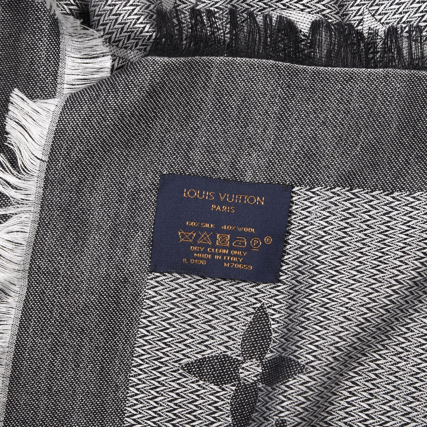Silk Wool Beyond Monogram Shawl Silver