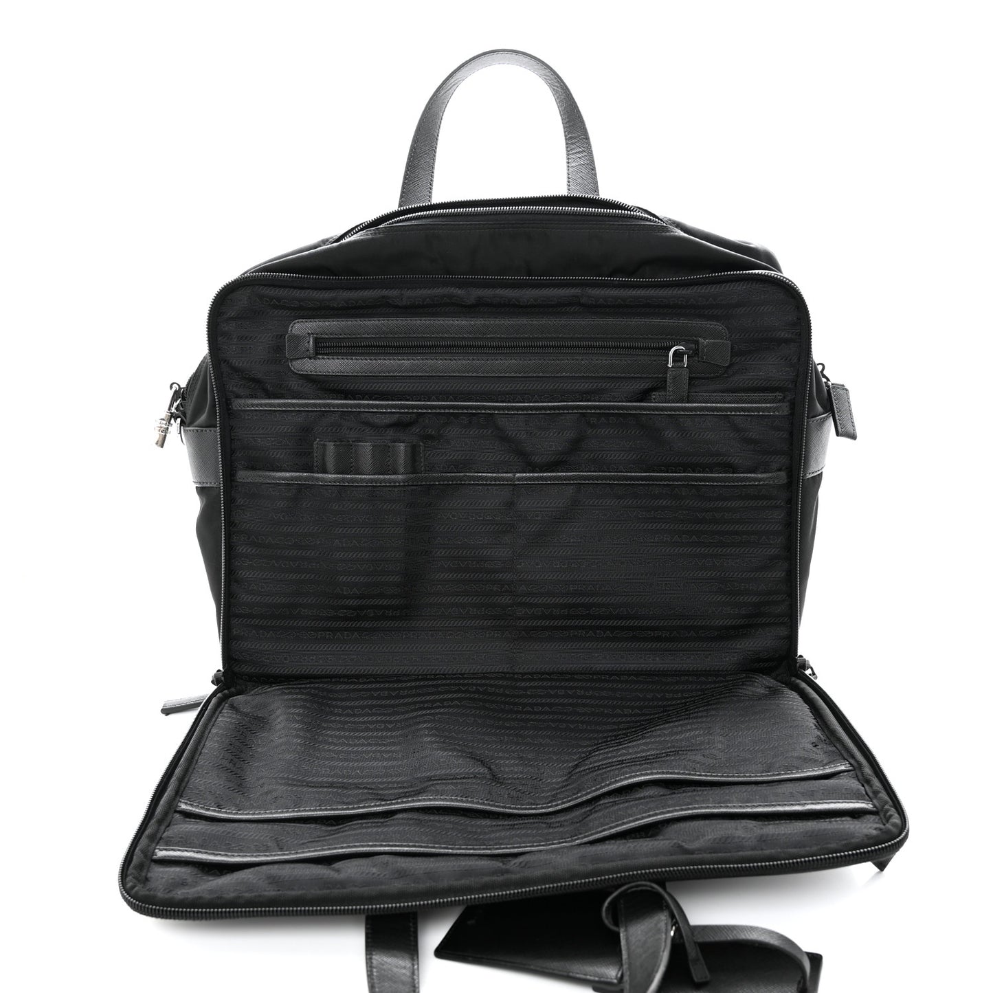 Tessuto Nylon Saffiano Briefcase Black