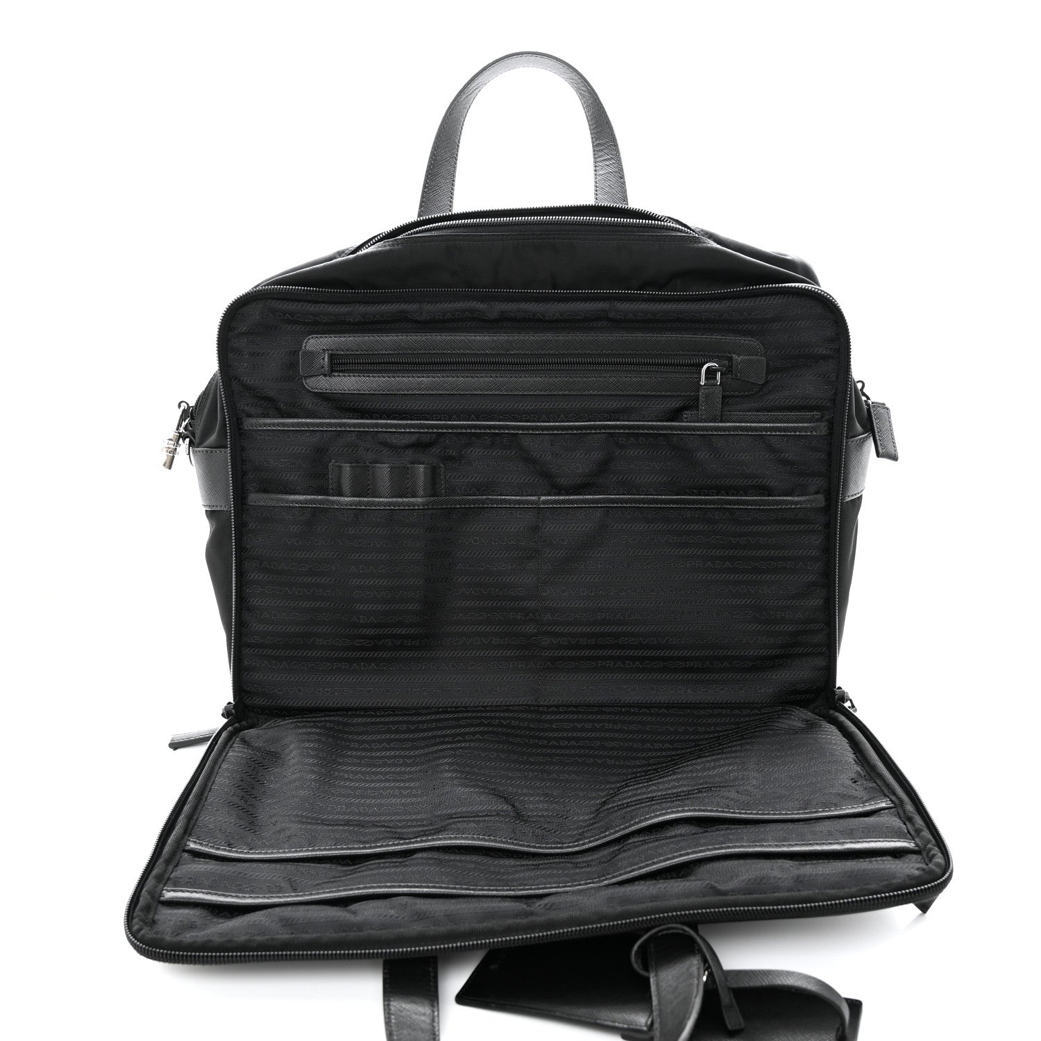Prada Tessuto Nylon Saffiano Briefcase Black 6 of 15