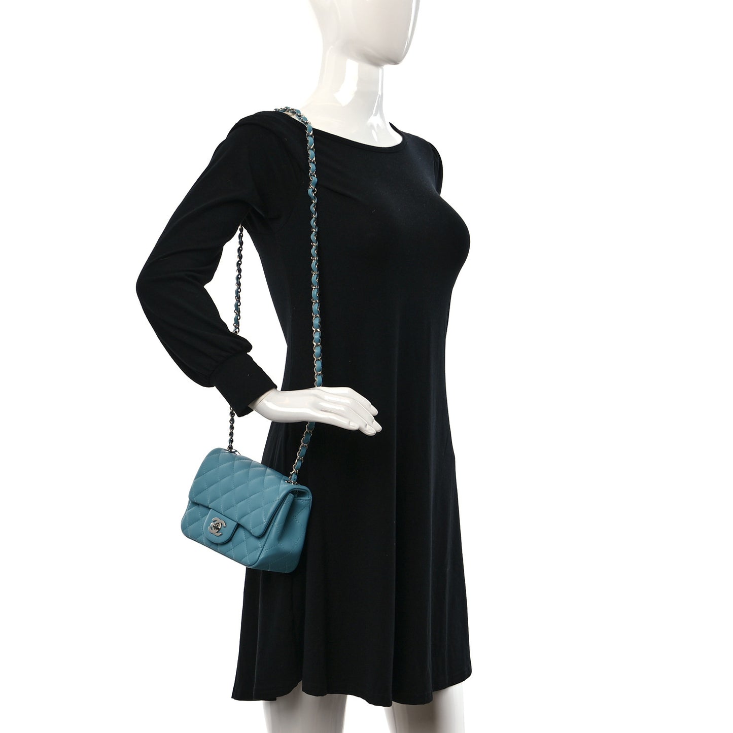 Lambskin Quilted Mini Square Flap Blue