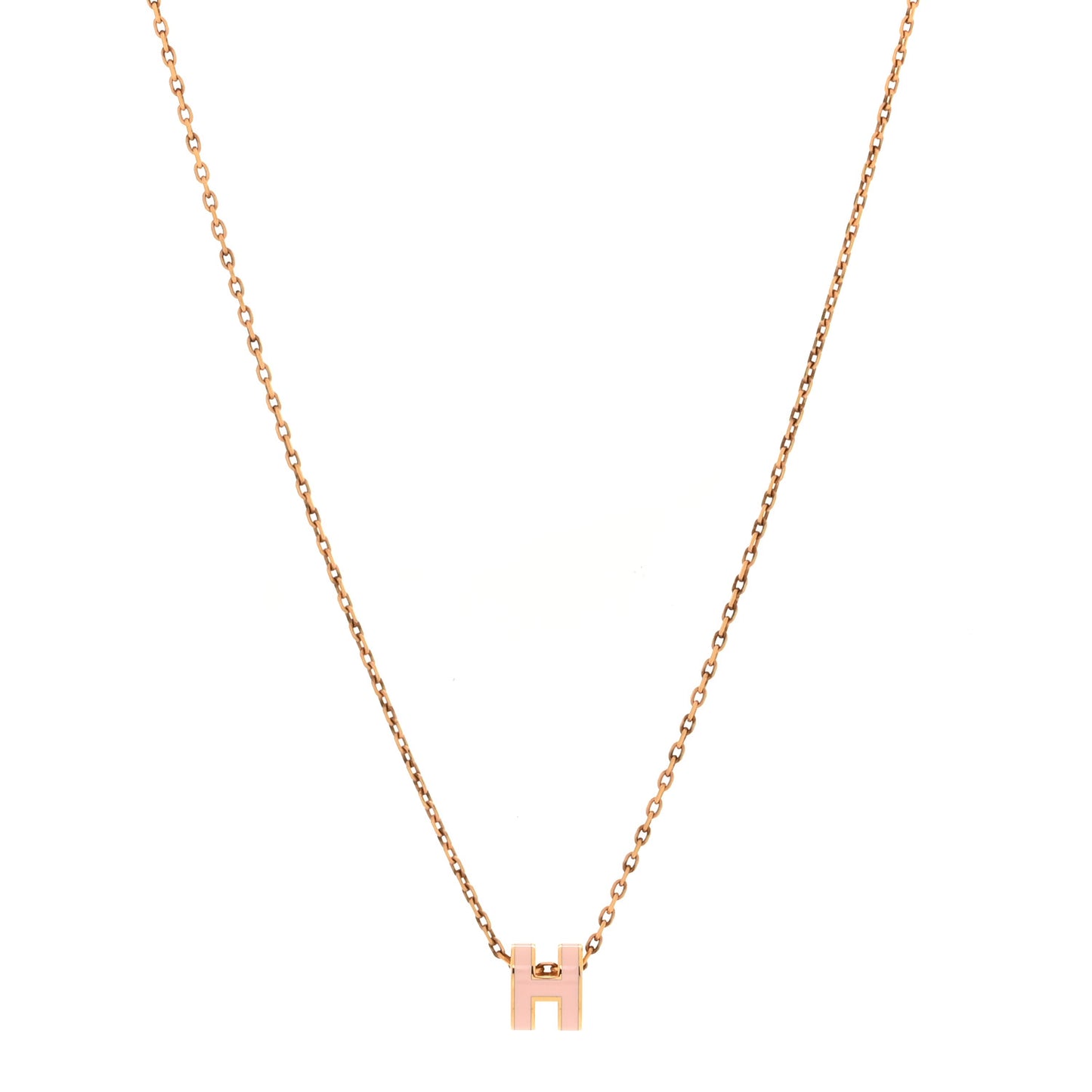 Lacquered Rose Gold Mini Pop H Pendant Necklace Rose Dragee