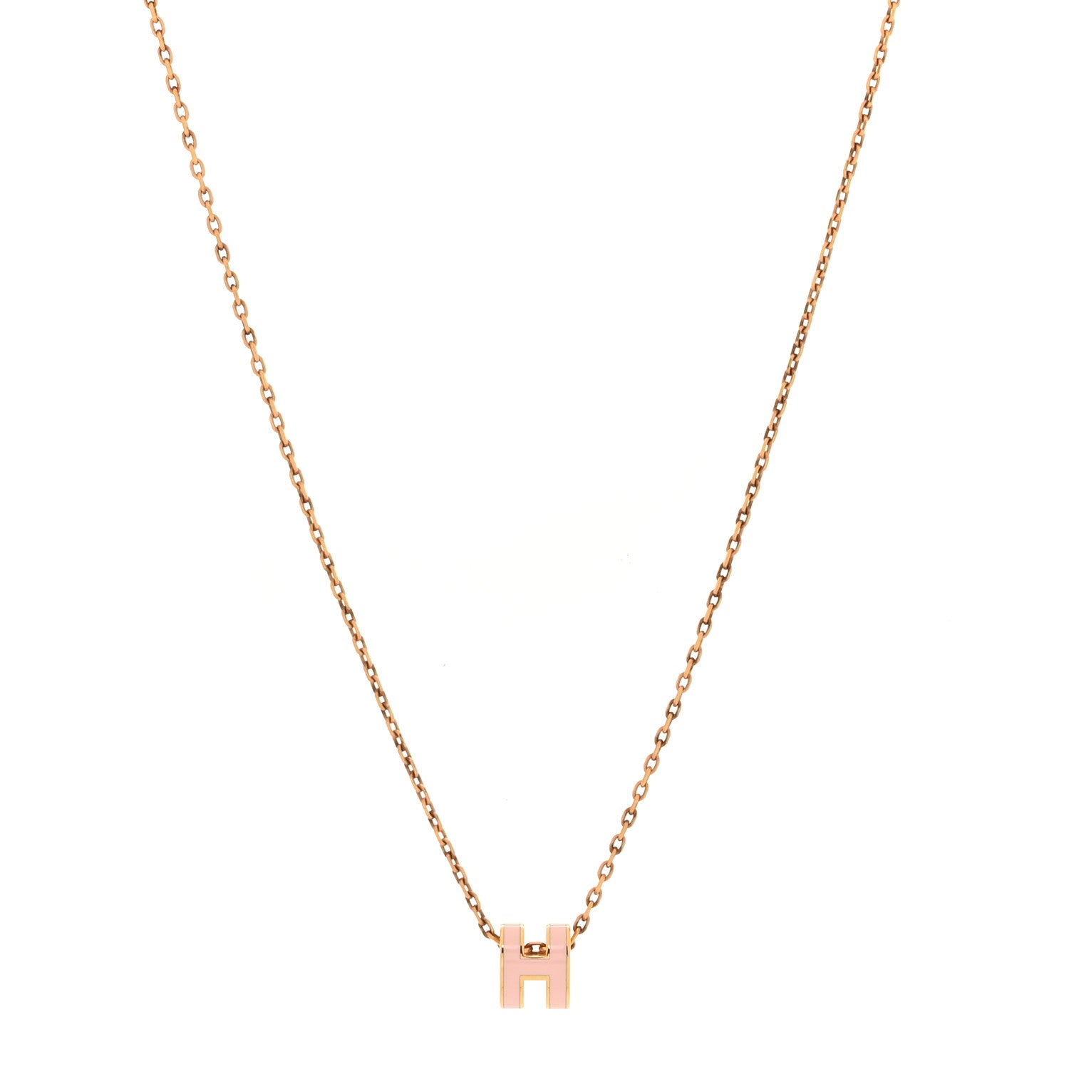 Hermes Lacquered Rose Gold Mini Pop H Pendant Necklace Rose Dragee 3 of 6