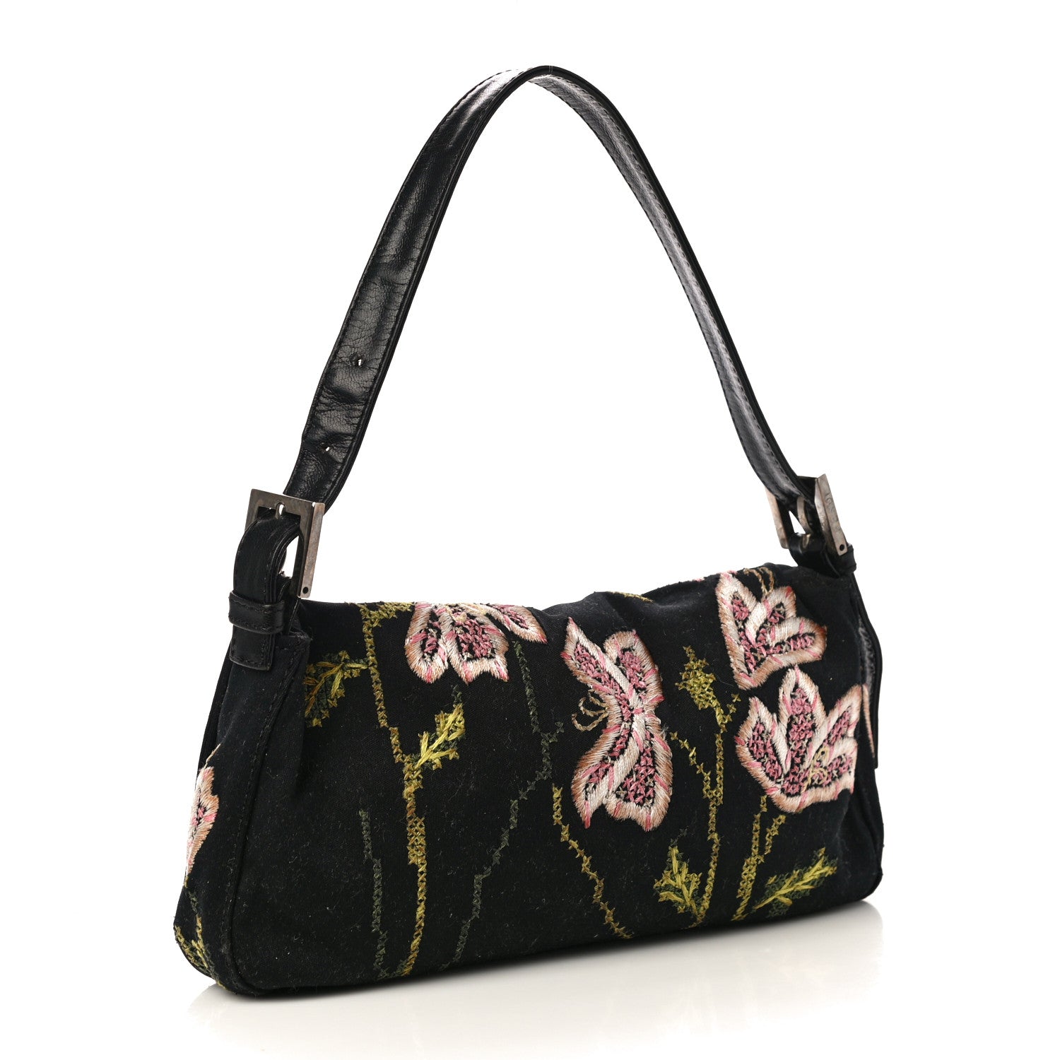 Fendi Denim Embroidered Baguette Blue Multicolor 3 of 9