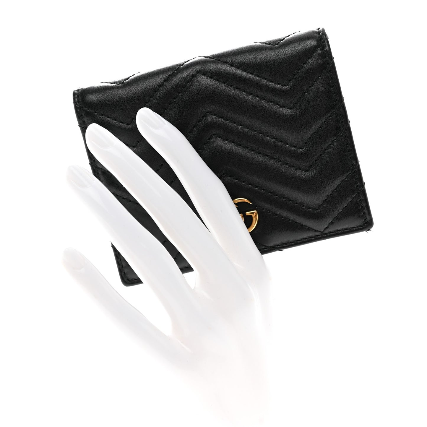 Calfskin Matelasse GG Marmont Card Case Wallet Black