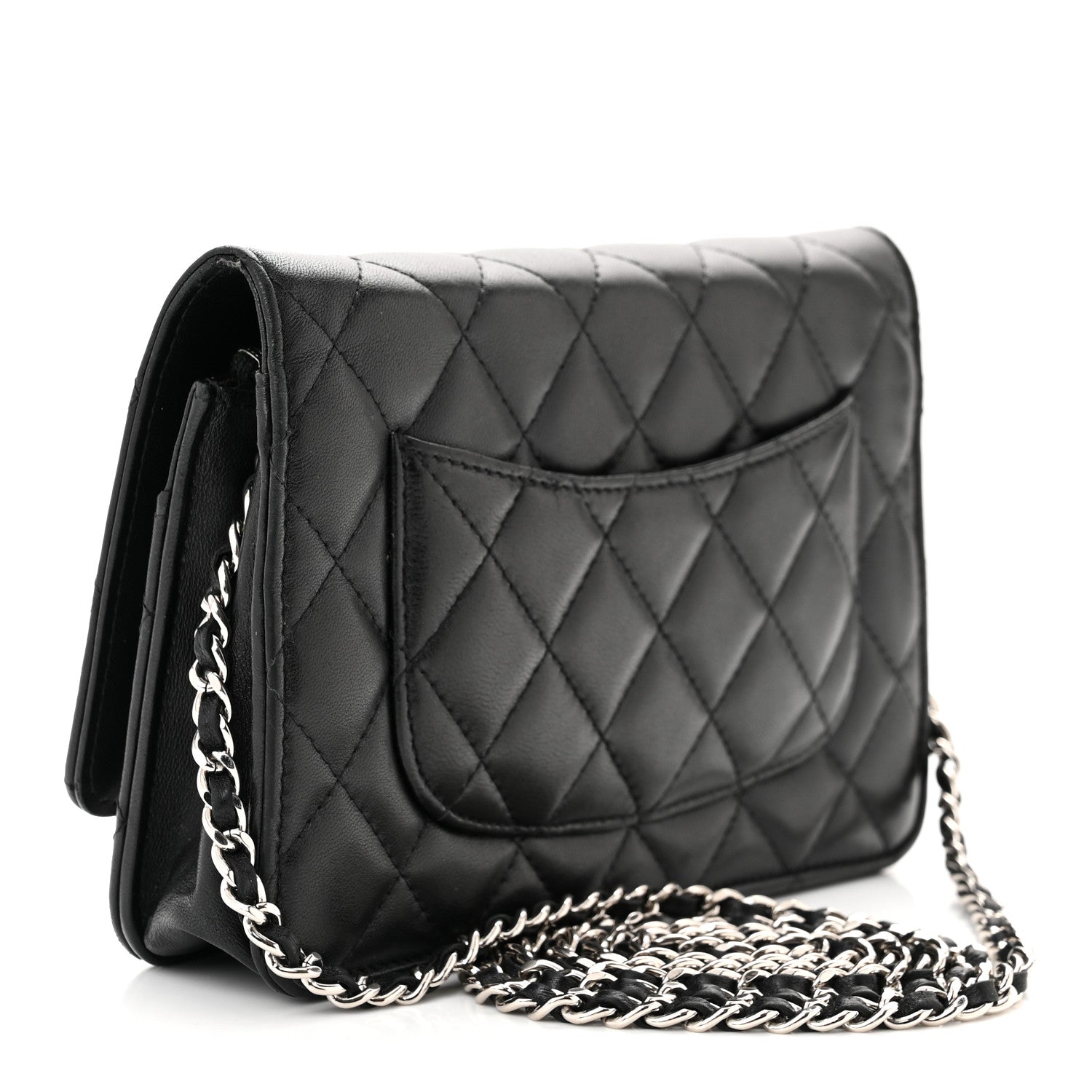 Chanel Lambskin Quilted Wallet On Chain WOC Black 3 of 12