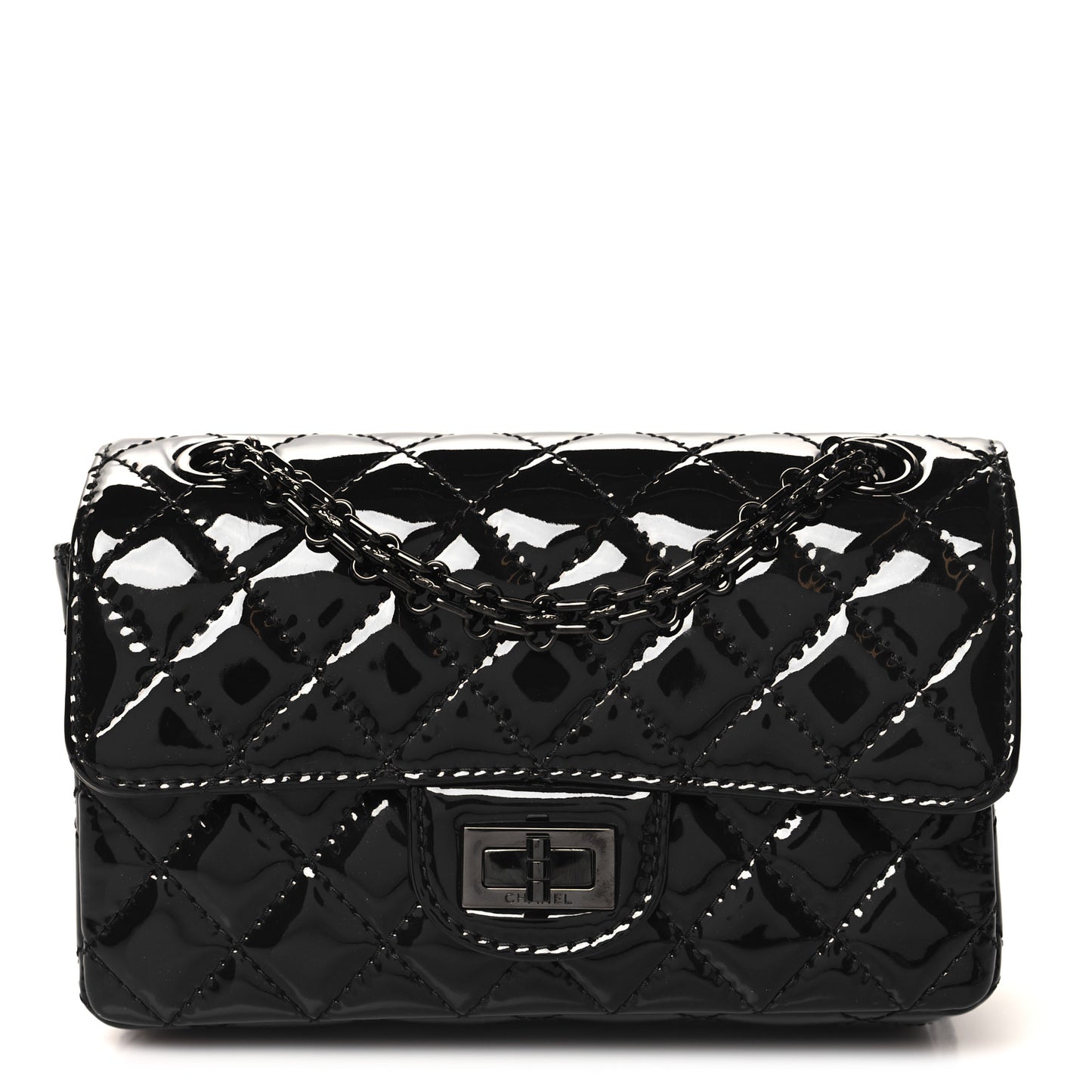 Patent Calfskin Quilted 2.55 Reissue Mini Flap So Black
