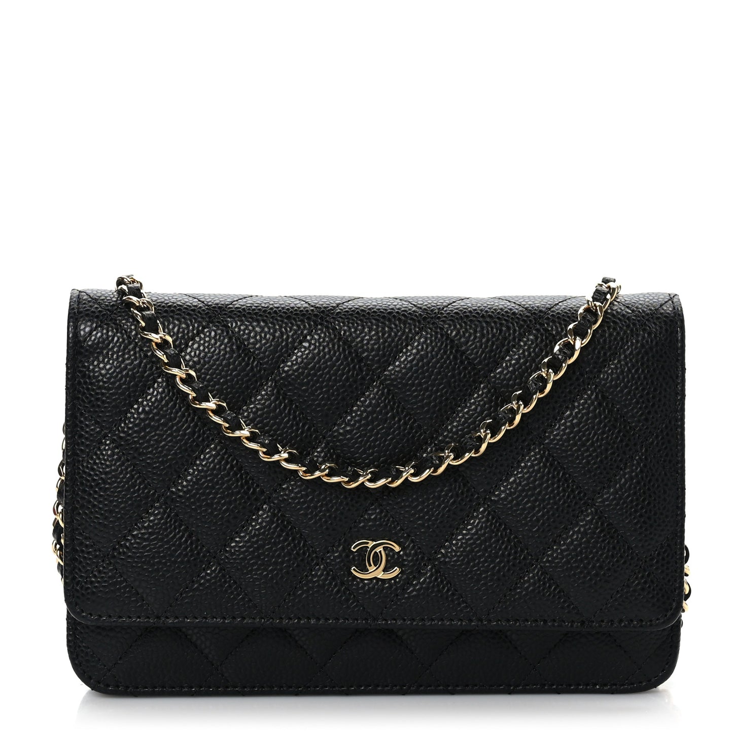 Caviar Quilted Wallet on Chain WOC Black