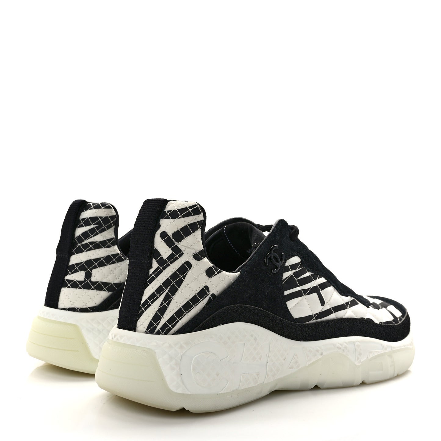 Nylon Suede Calfskin Printed Sneakers 42 White Black