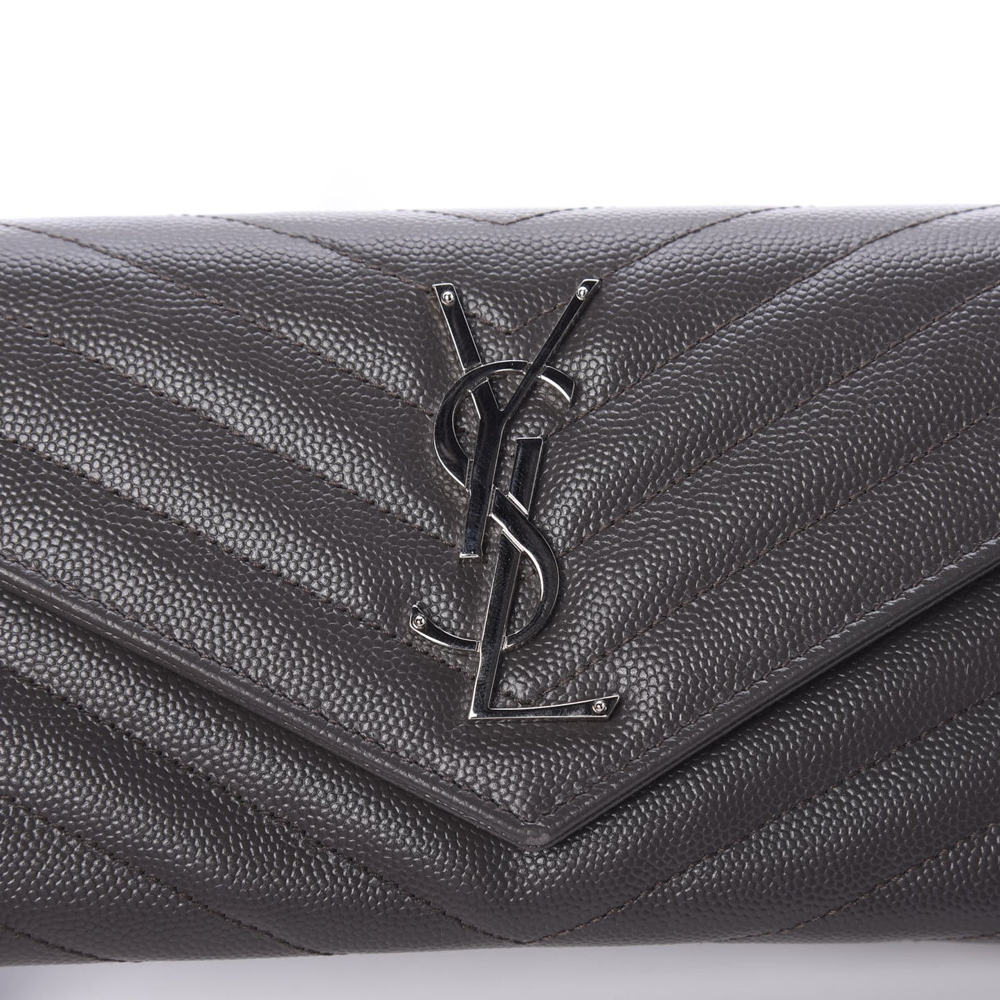 Grain De Poudre Matelasse Chevron Monogram Flap Wallet Coal