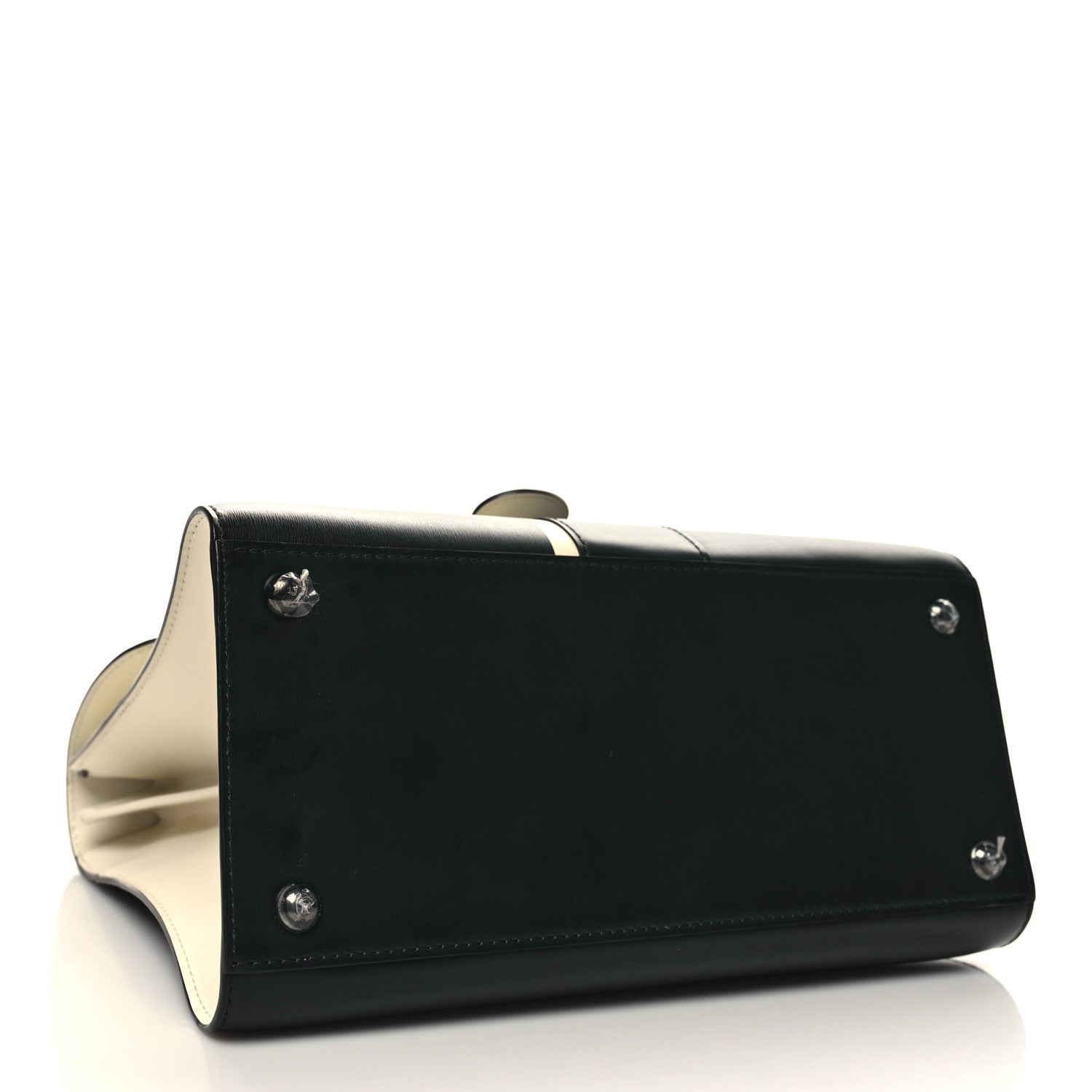 Delvaux Box Calfskin Light And Shadow MM Brillant Satchel Black Ivory 4 of 14