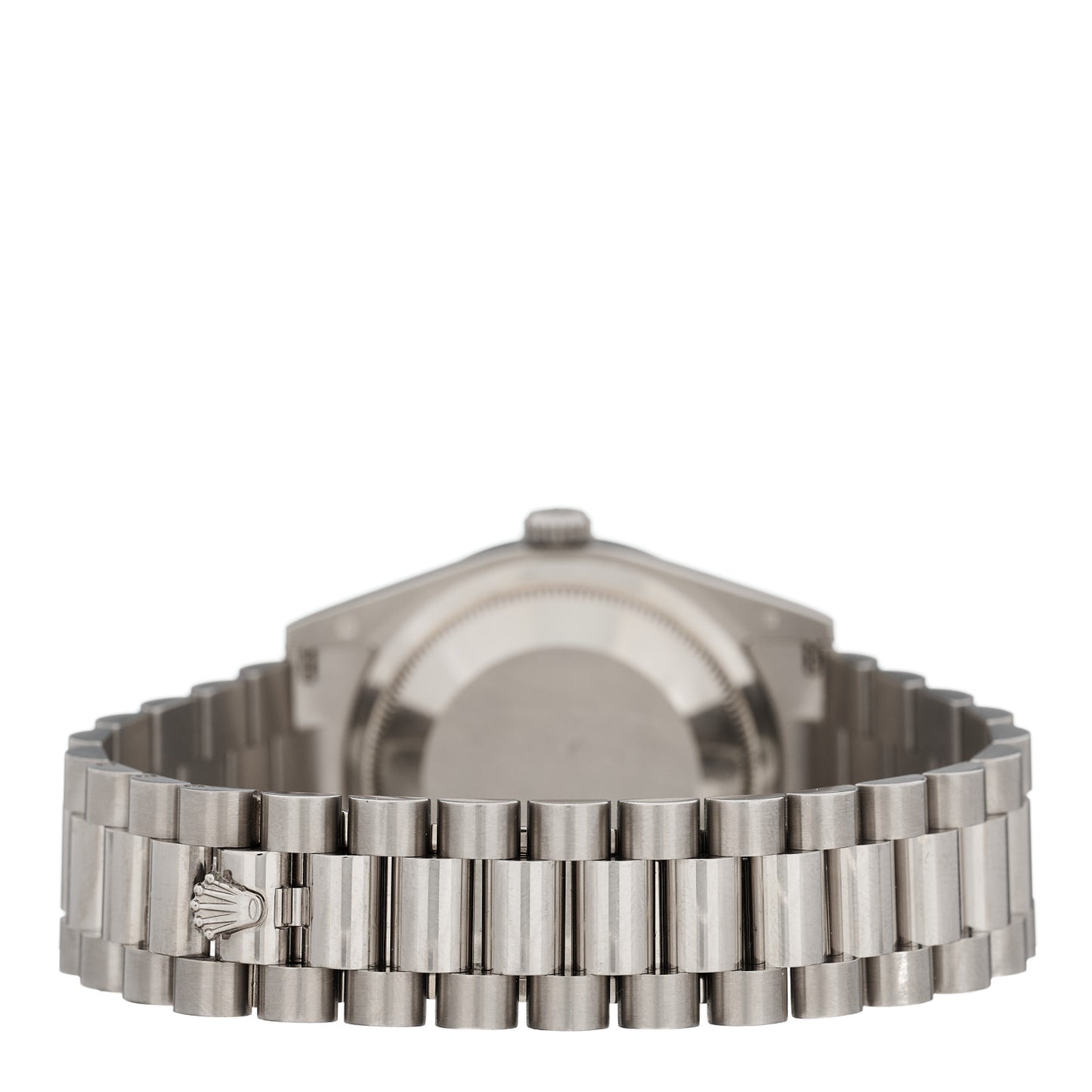 18K White Gold Diamond Bezel 36mm Oyster Perpetual Day-Date President Watch Silver 118389