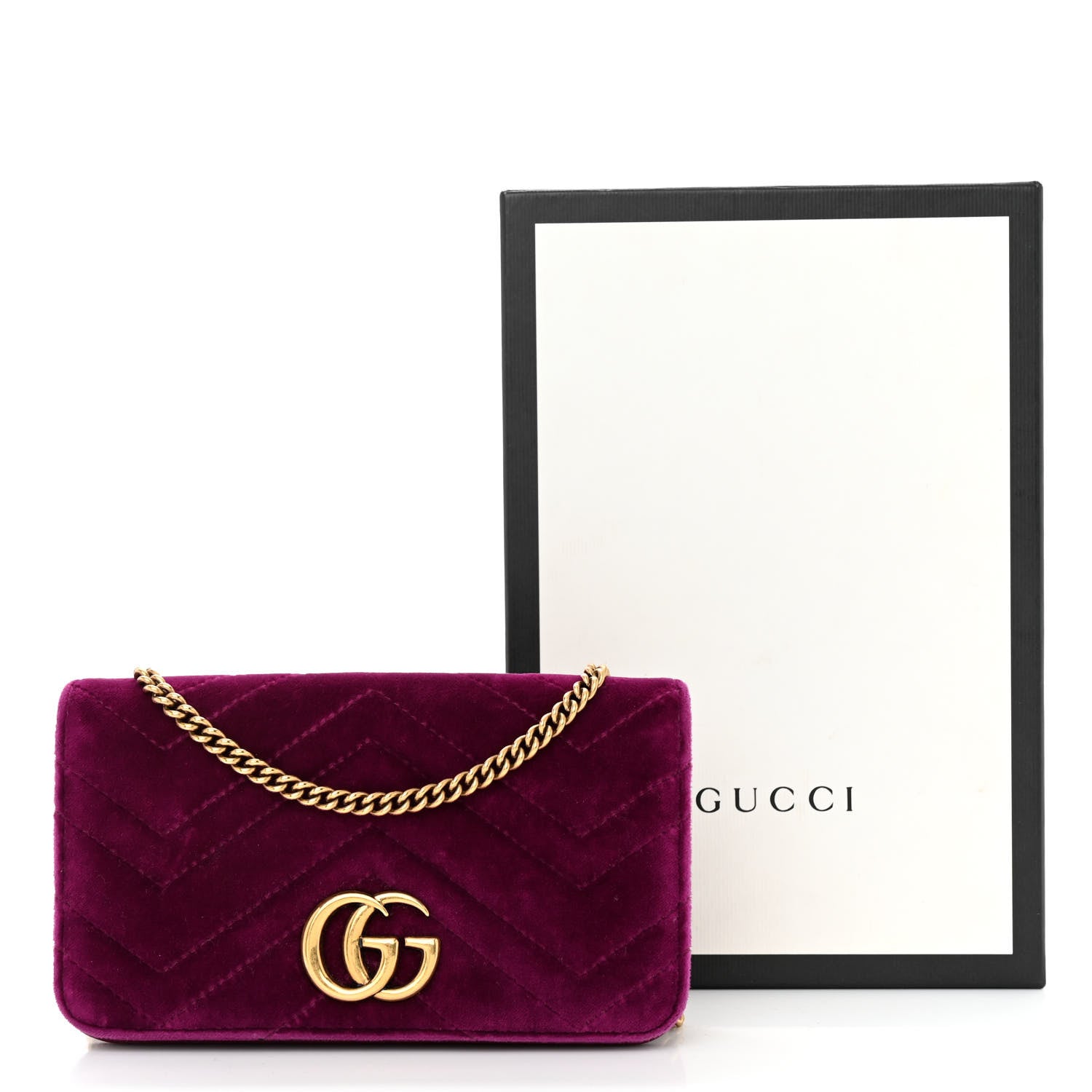 Gucci Velvet Matelasse GG Marmont Mini Bag Fuchsia Violet Cyclamen 12 of 12