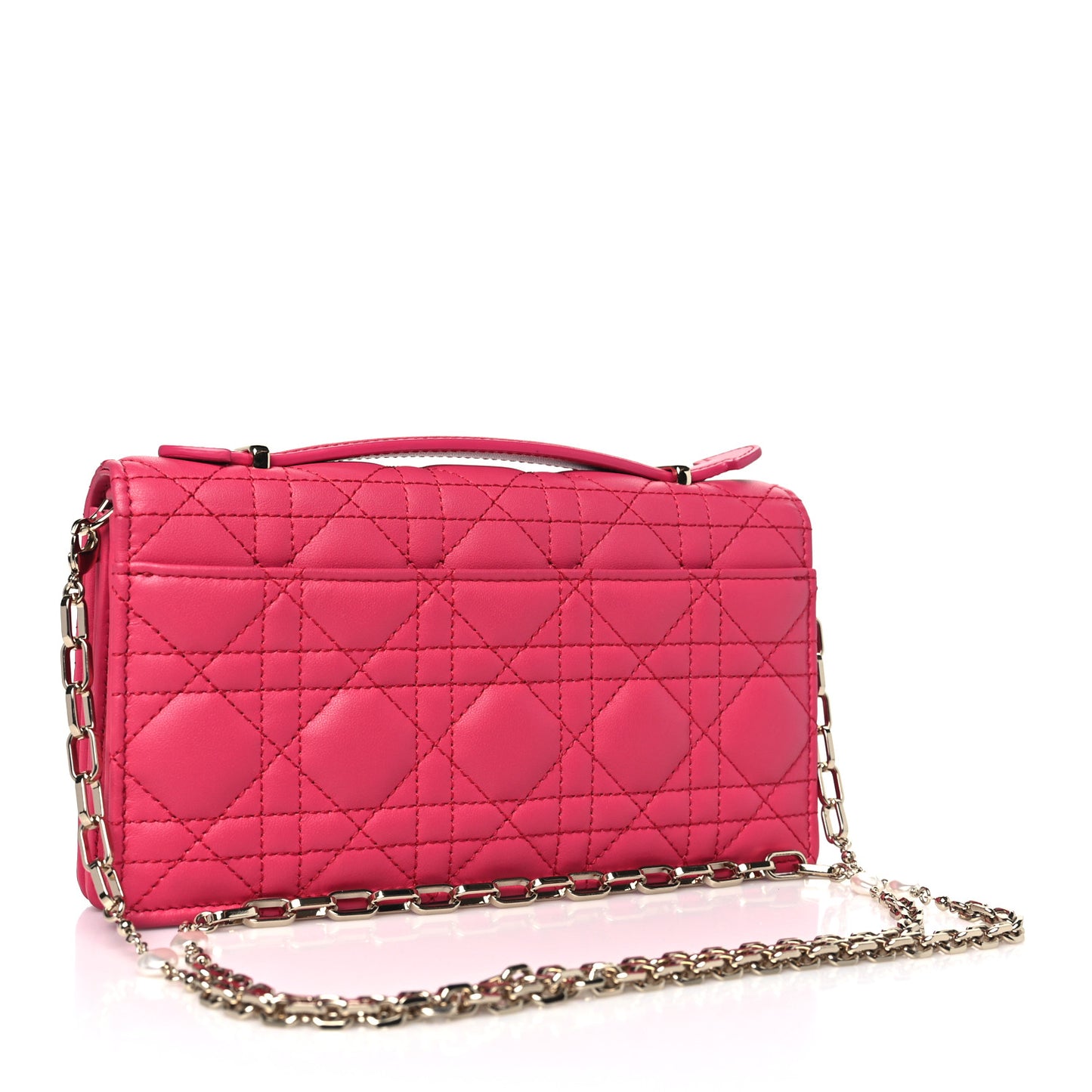 Lambskin Cannage Mini My Dior Top Handle Clutch Dark Pink