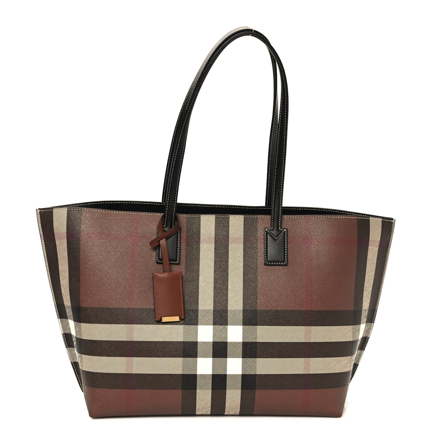 E-Canvas Check Medium Soft TB Tote Dark Birch Brown
