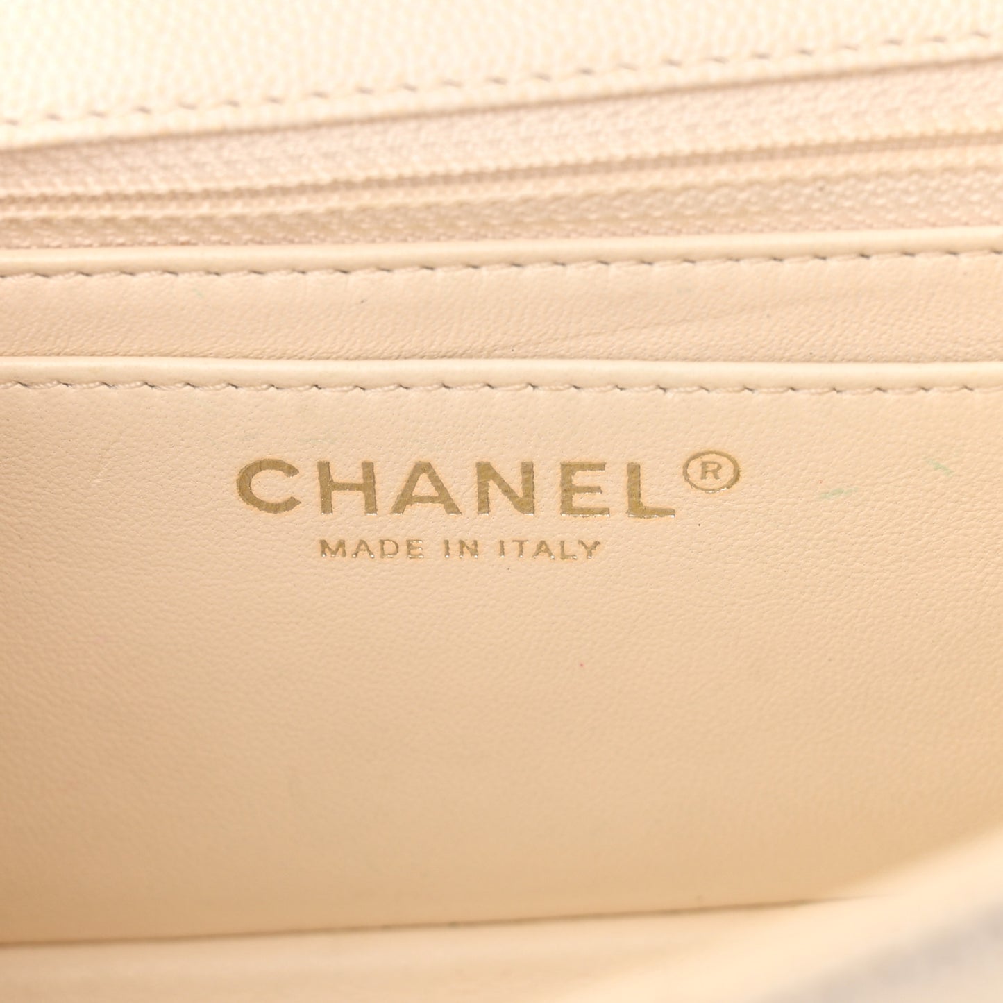 Caviar Quilted Mini Rectangular Flap White