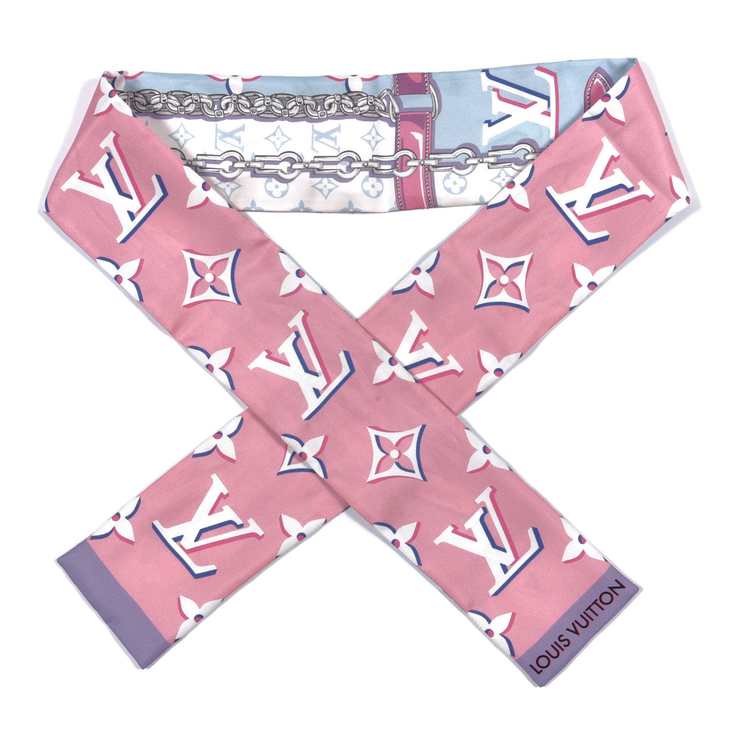 Silk Monogram Escale Perfect Match Bandeau Bleu Rose