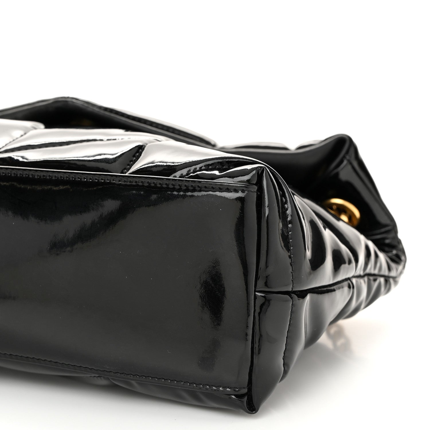 Saint Laurent Patent Quilted Small Loulou Puffer Monogram Chain Satchel Black 10 of 10