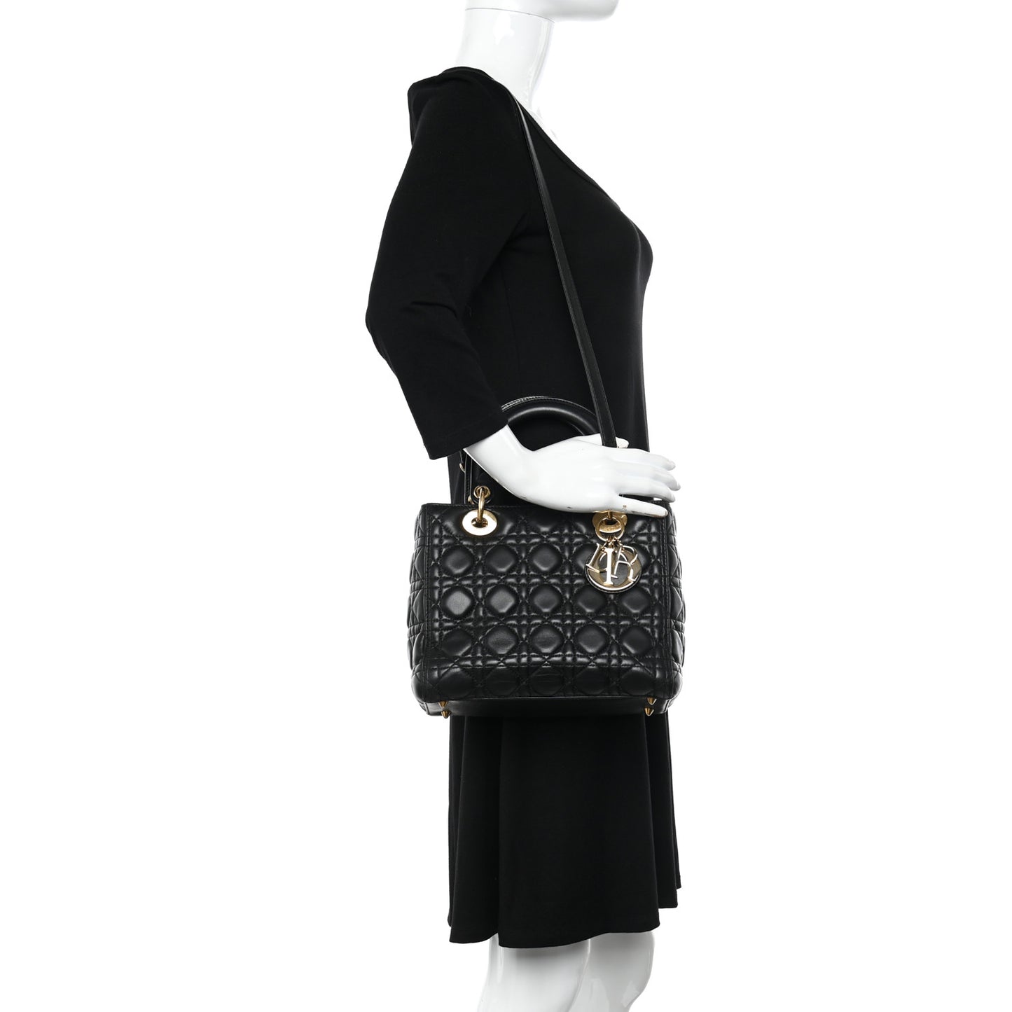 Lambskin Cannage Medium Lady Dior Black