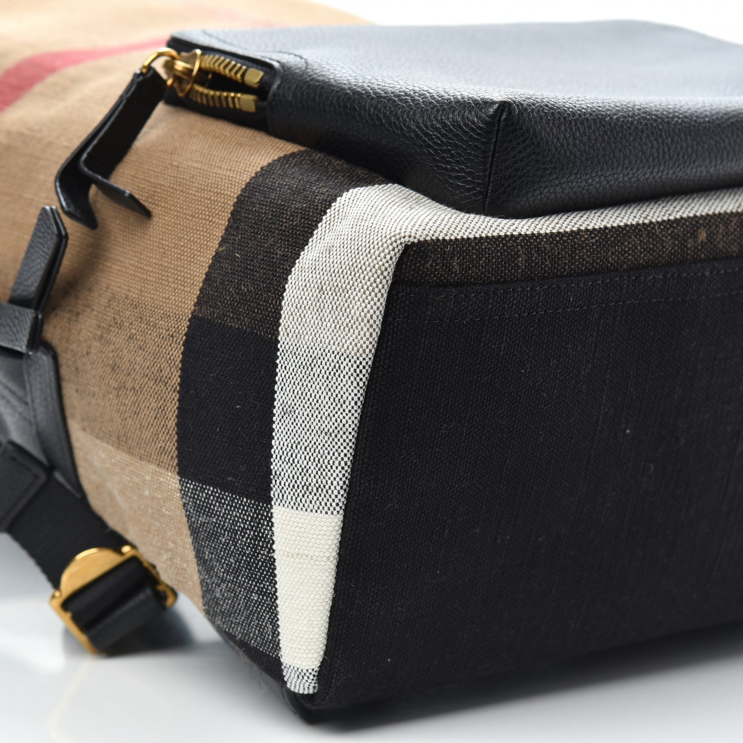 Mega Check Calfskin Abbeydale Simple Backpack Black Camel