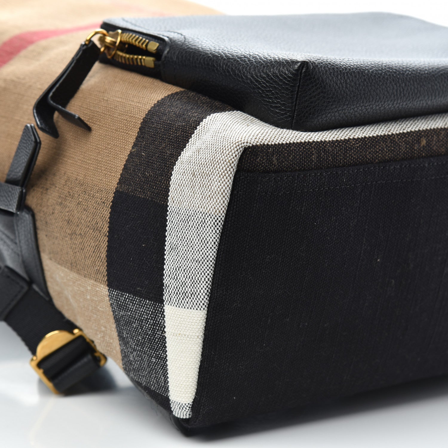 Burberry Mega Check Calfskin Abbeydale Simple Backpack Black Camel 7 of 8
