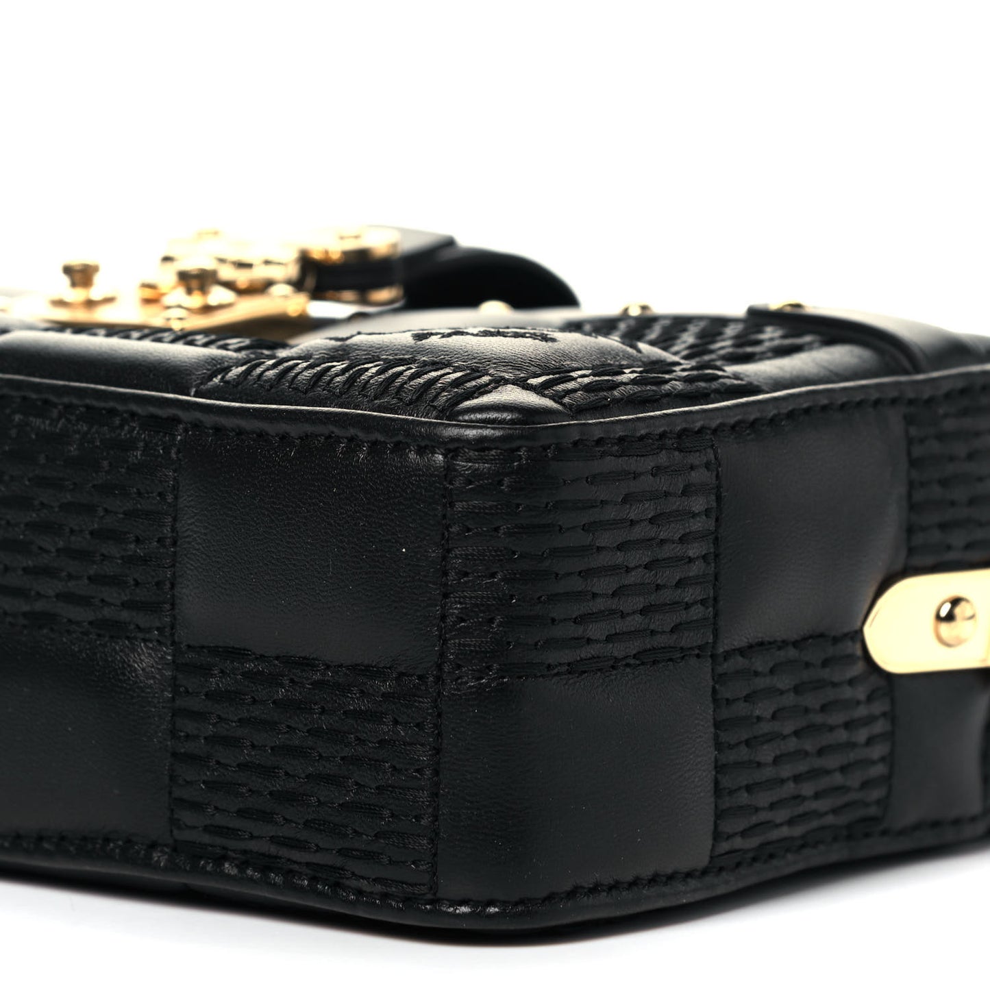Lambskin Damier Quilt Troca PM Black