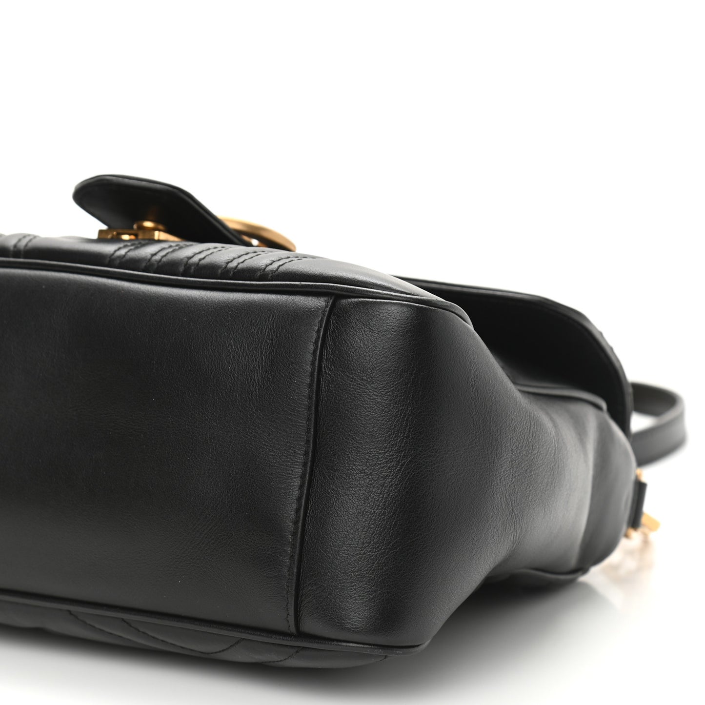 Calfskin Matelasse Small GG Marmont Top Handle Shoulder Bag Black