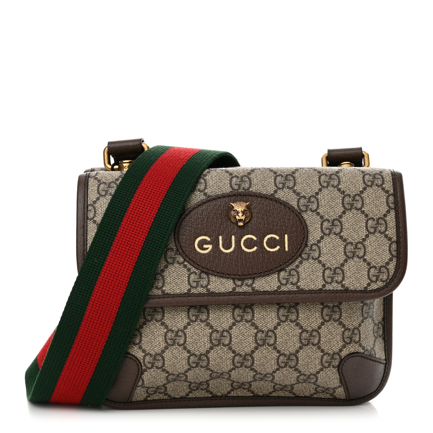 Gucci GG Supreme Monogram Web Small Neo Vintage Double Flap Messenger Bag Beige New Acero 1 of 11