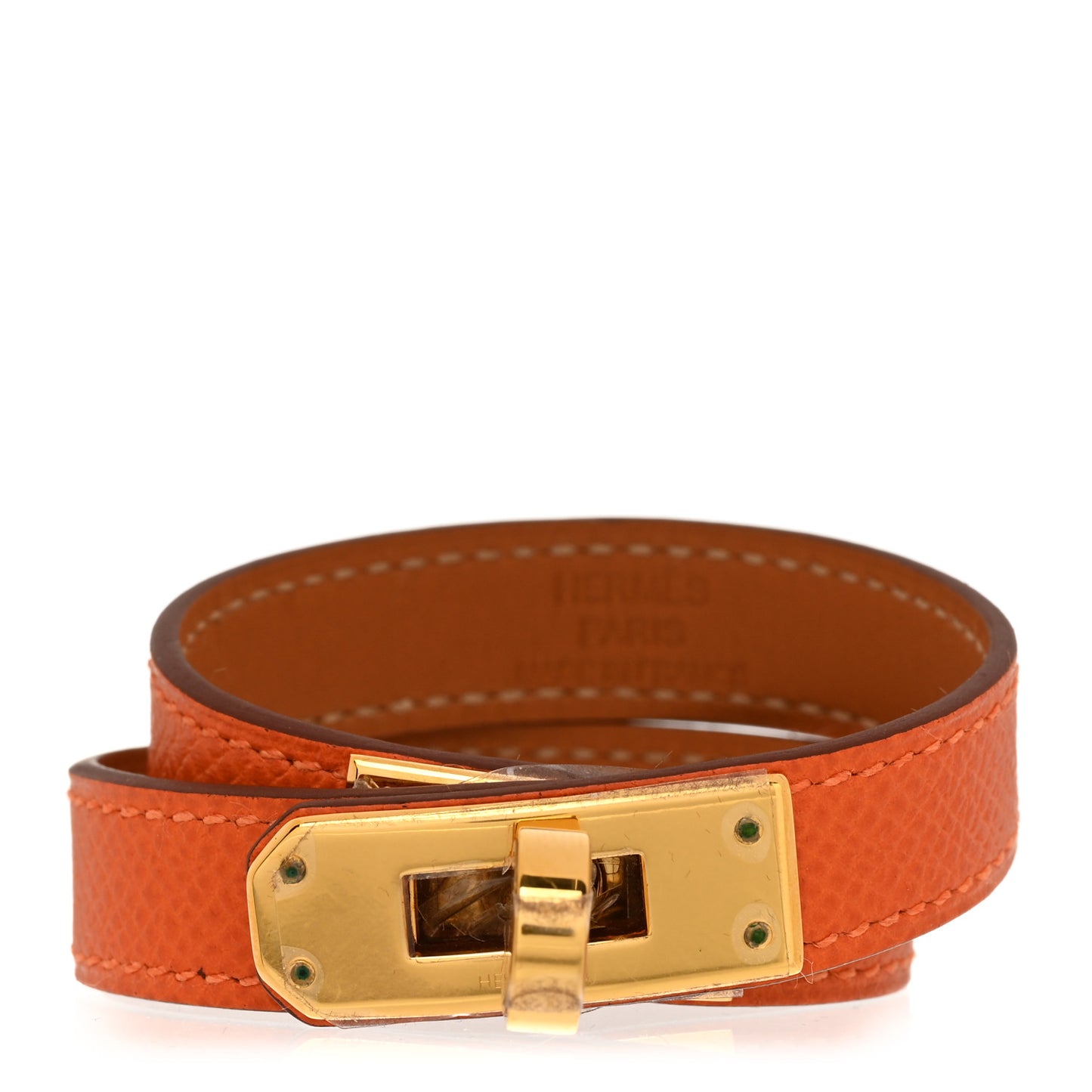 Epsom Kelly Double Tour Bracelet XS Orange