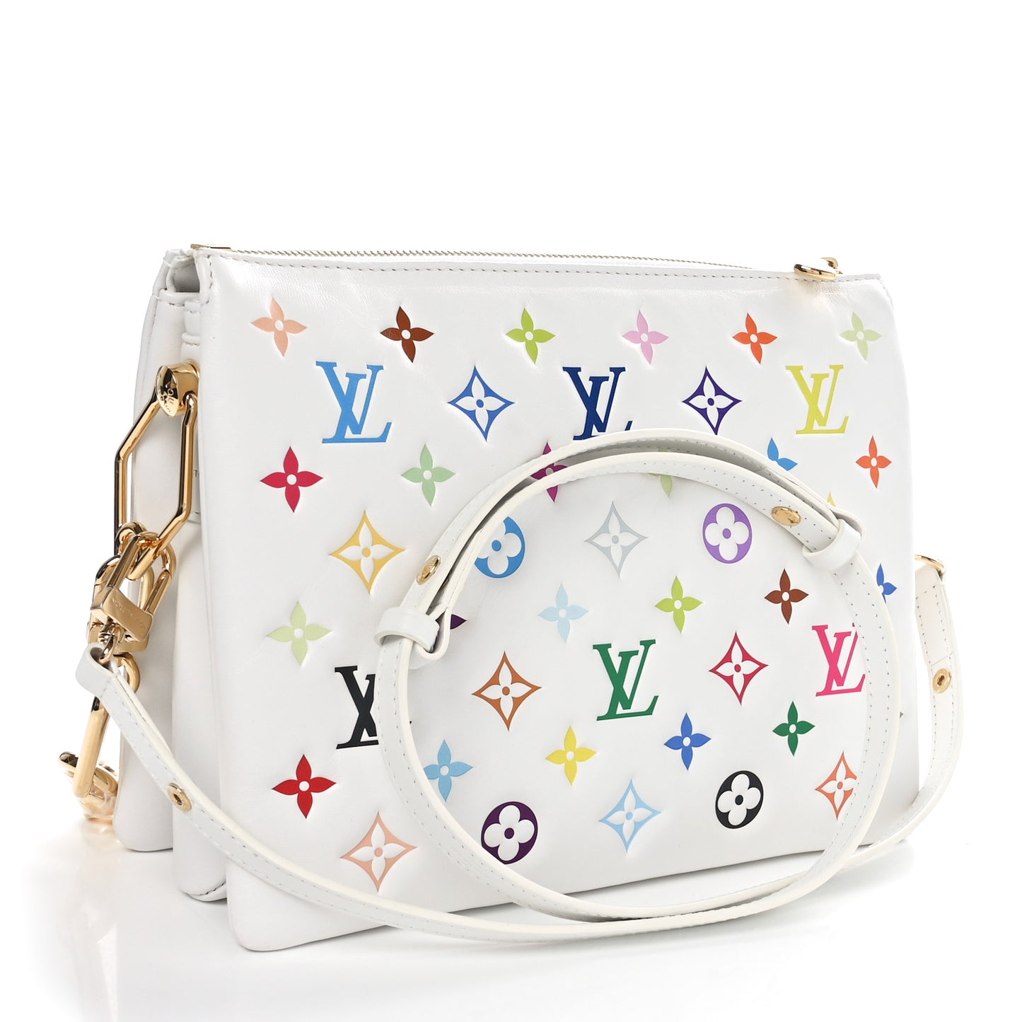 LV x TM Lambskin Embossed Monogram Coussin PM White Multicolor
