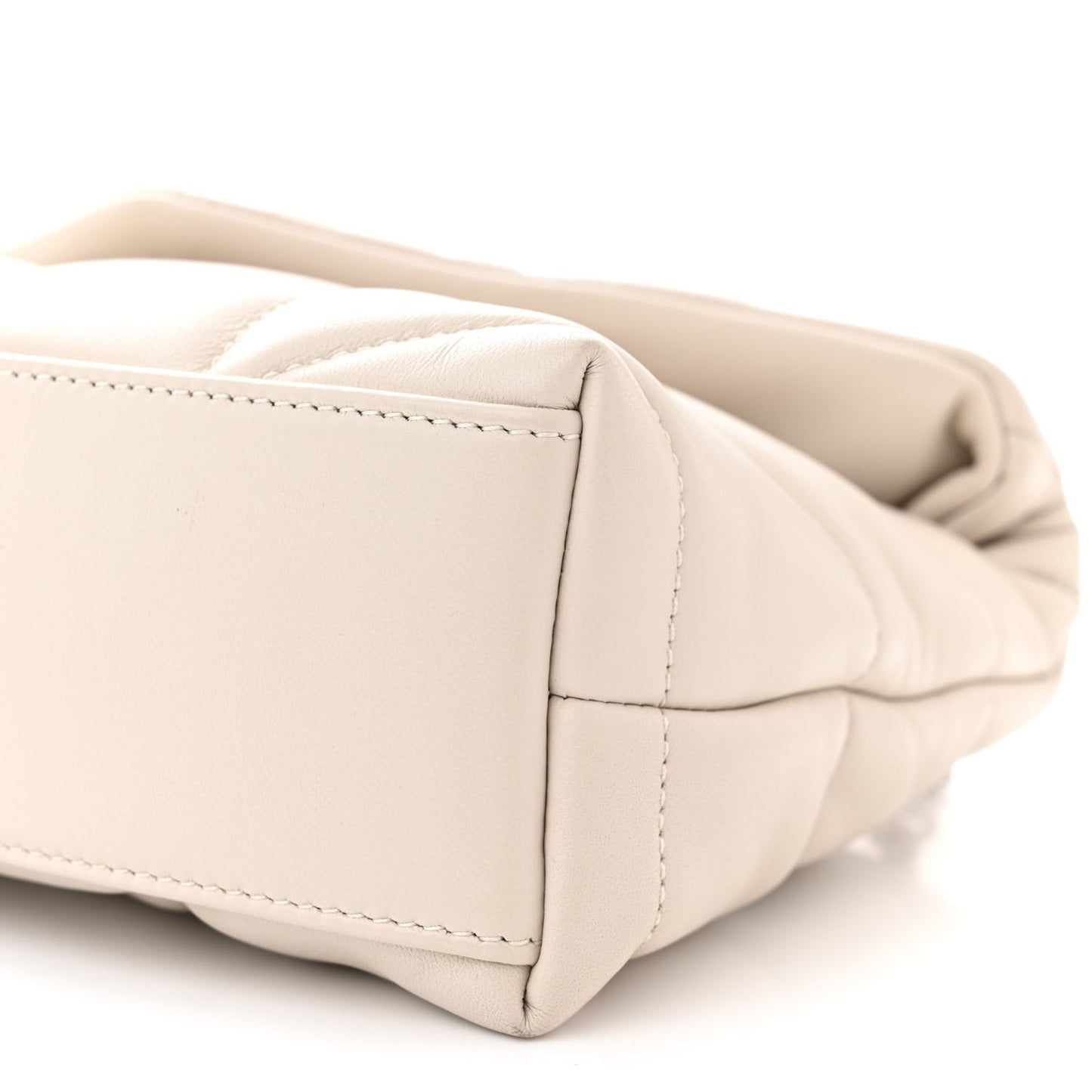 SAINT LAURENT Lambskin Quilted Toy Loulou Puffer Monogram Chain Satchel Crema Soft