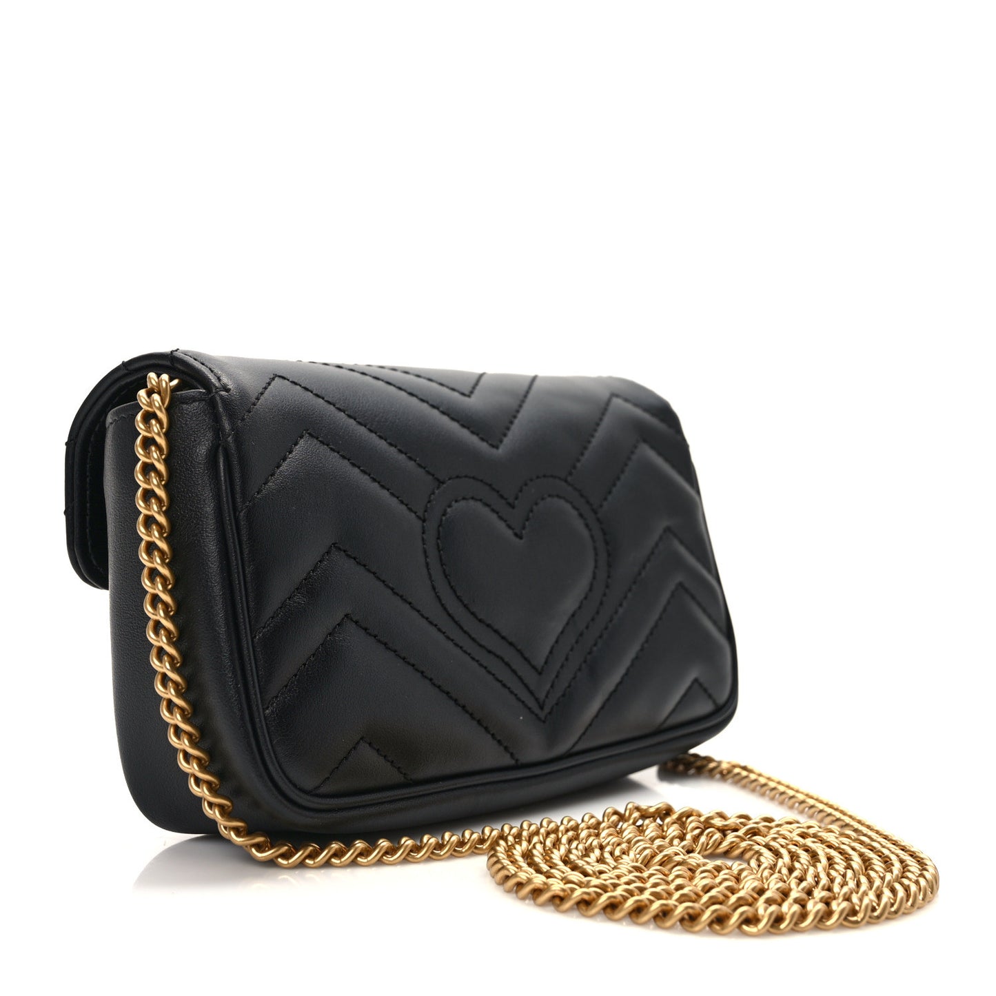Calfskin Matelasse Super Mini GG Marmont Shoulder Bag Black