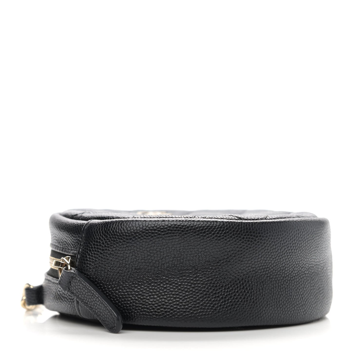 Caviar Quilted Round Clutch With Chain Black