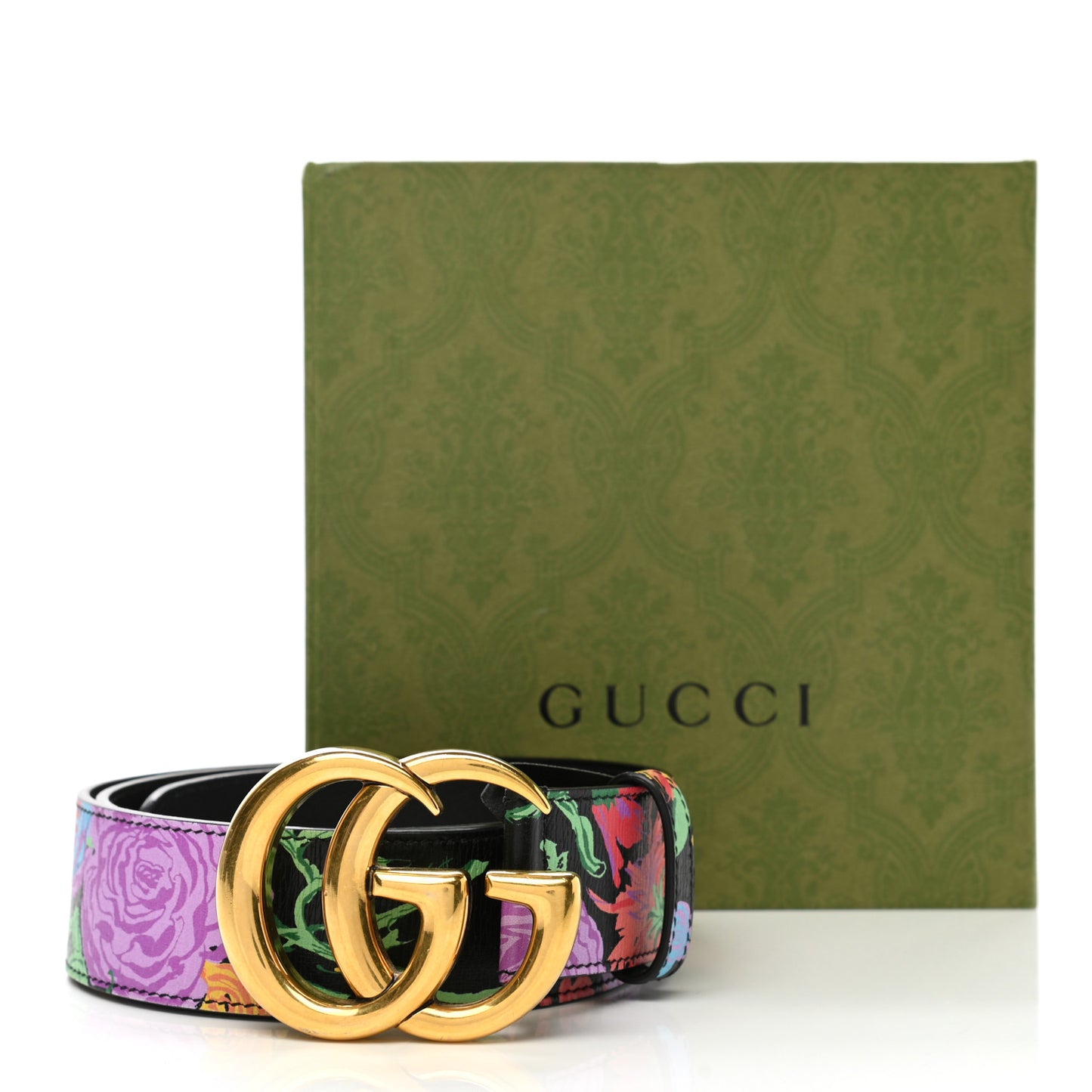 X KEN SCOTT Calfskin Double G 40mm Belt 90 36 Black Multicolor