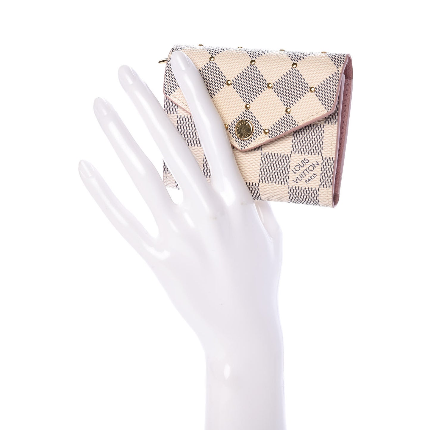 Damier Azur Studded Zoe Wallet Rose Ballerine