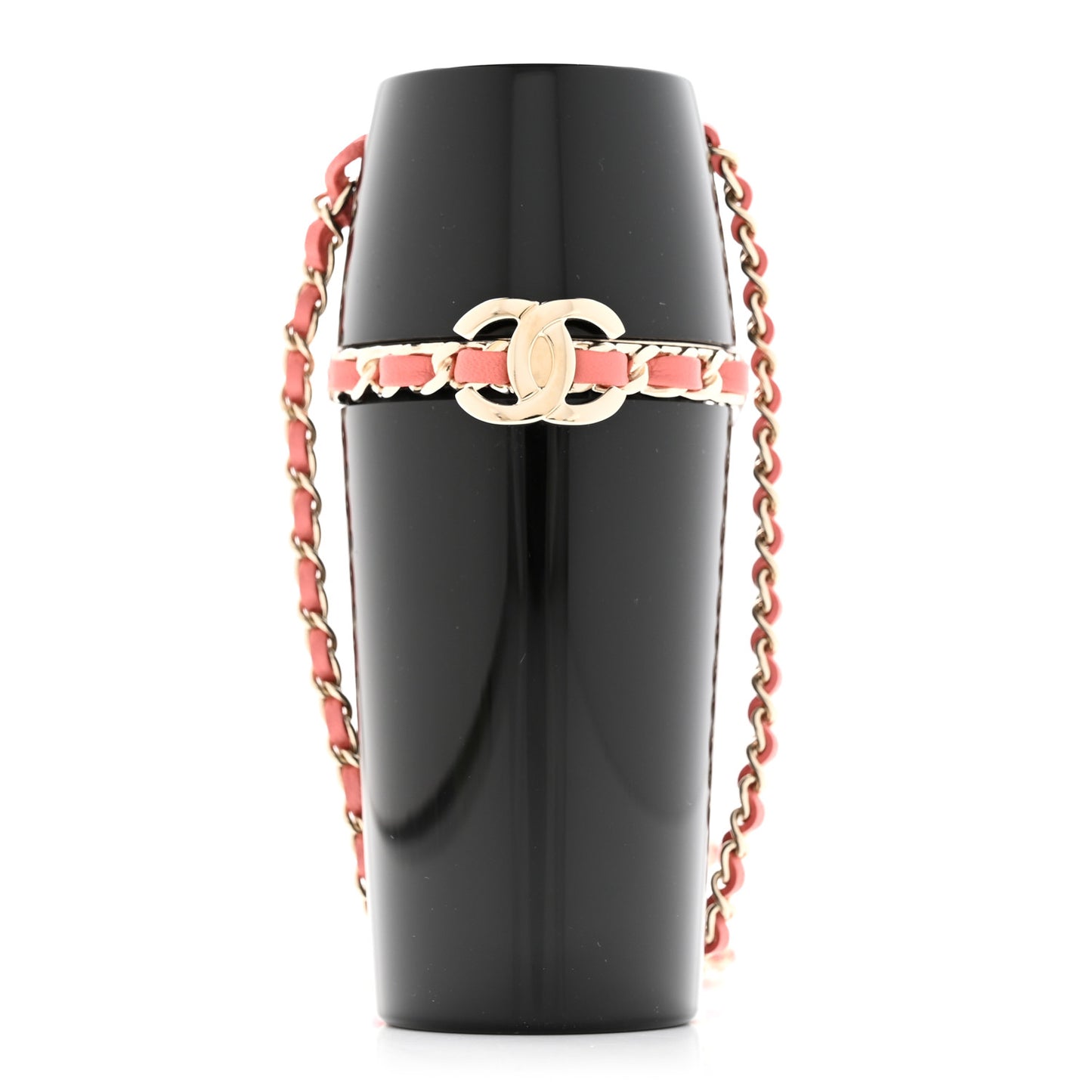 Lucite Lipstick Case On Chain Black Pink