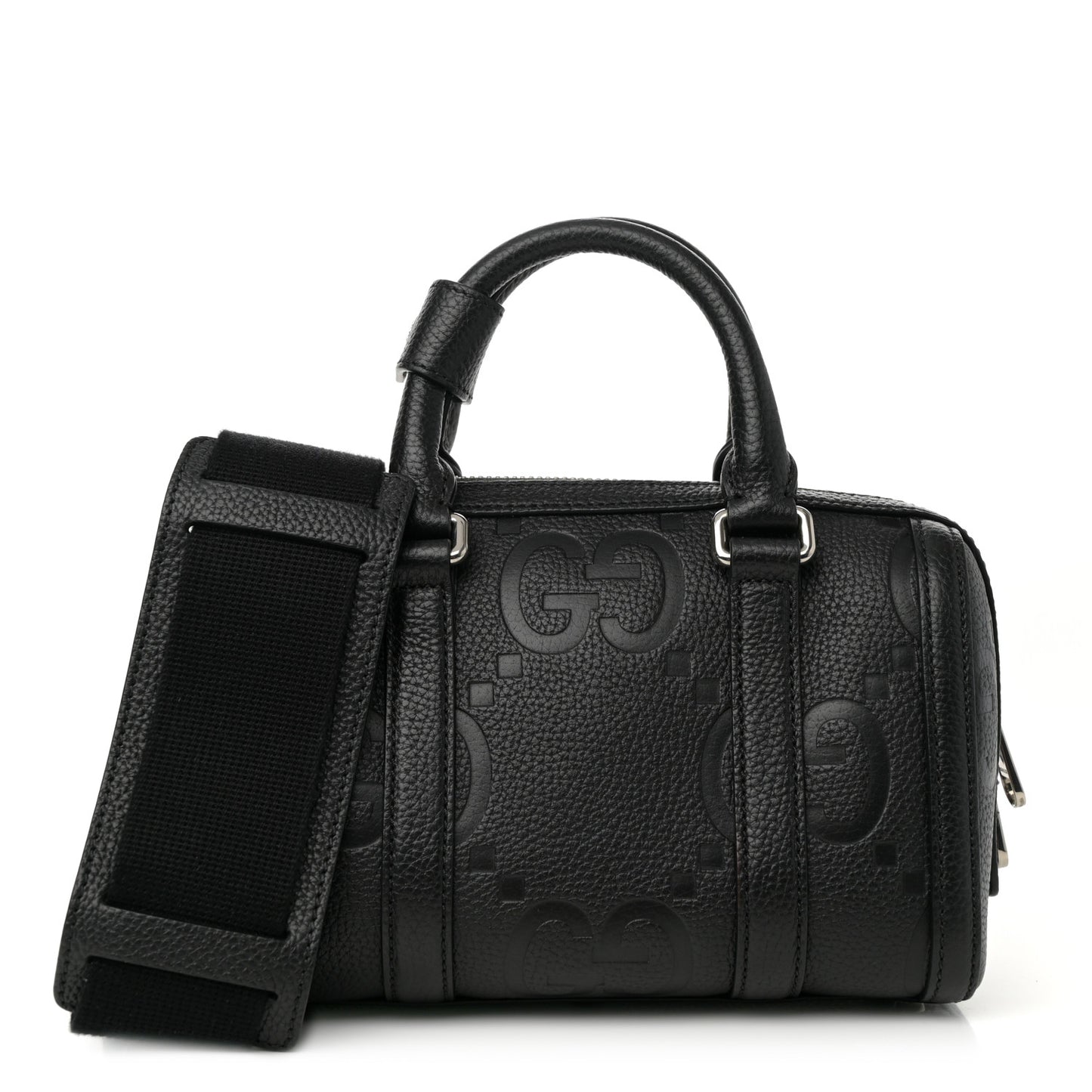 Piuma Calfskin Jumbo GG Embossed Mini Duffle Bag Black