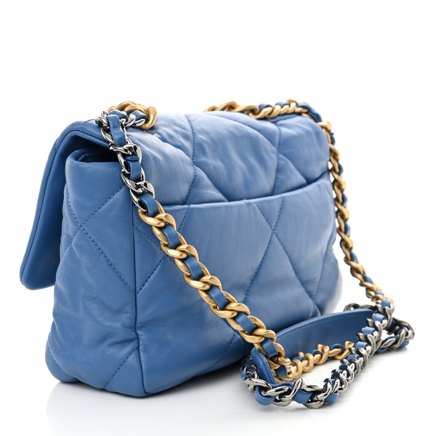Lambskin Quilted Medium Chanel 19 Flap Blue