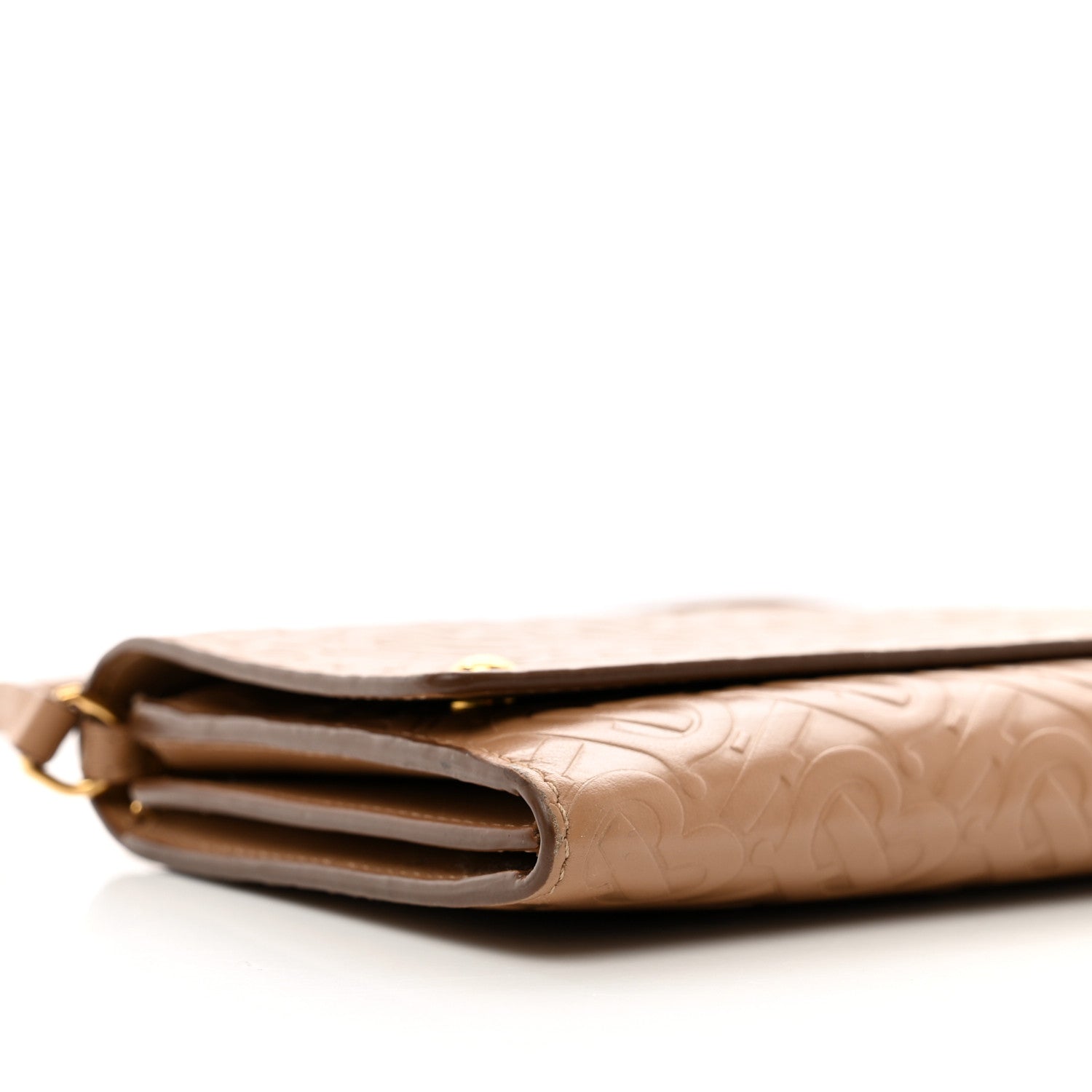 Burberry Calfskin Embossed Monogram Crossbody Light Camel 9 of 11