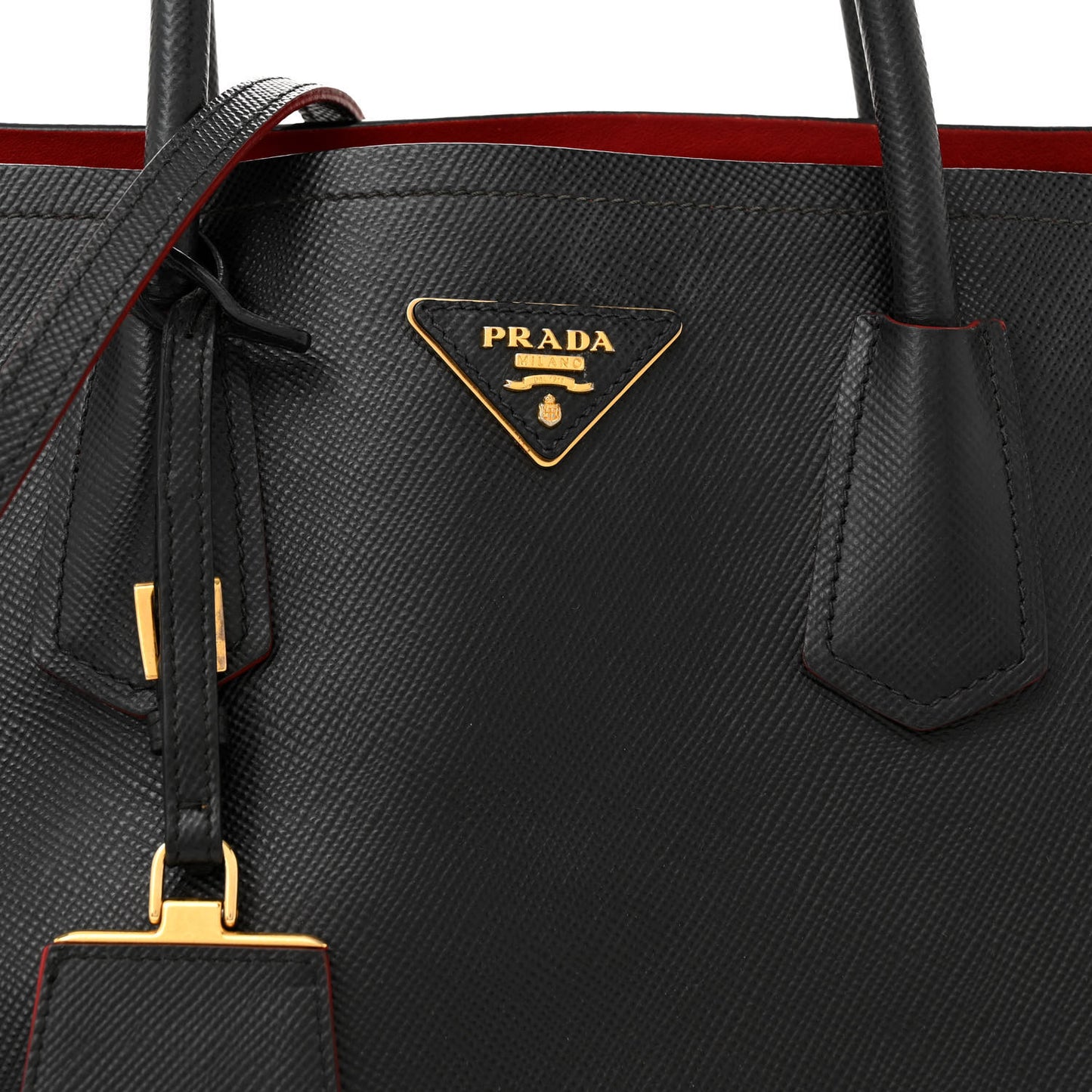 Saffiano Cuir Medium Double Bag Black Fuoco
