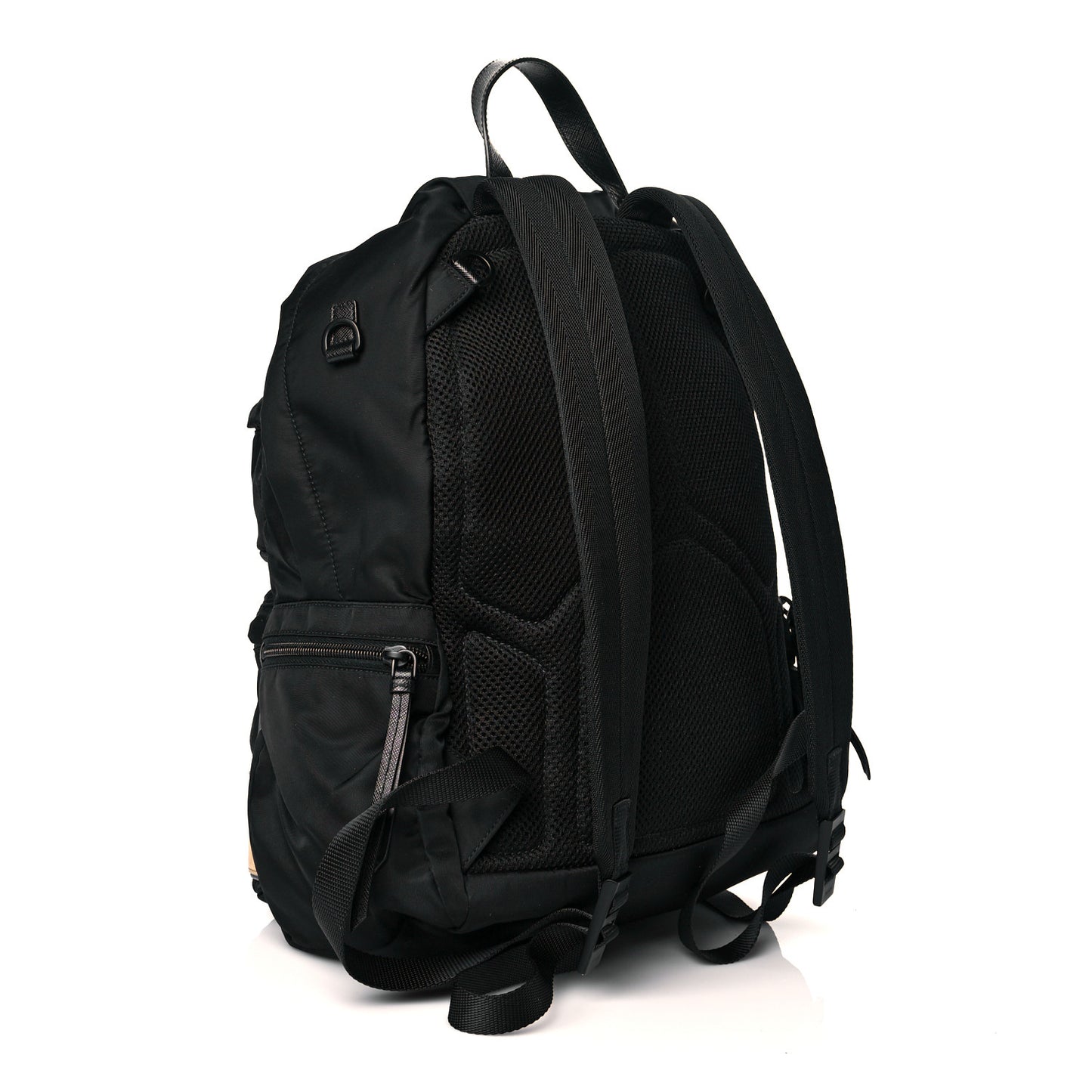 Nylon Saffiano Flame Backpack Black