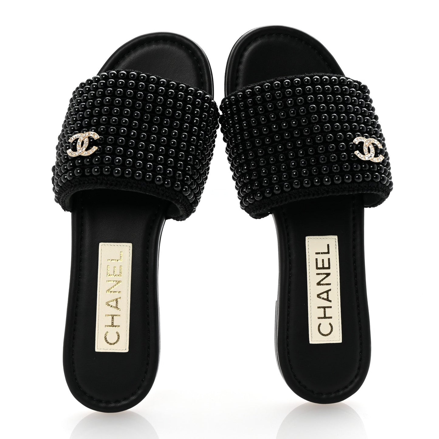 Pearl Crystal CC Mules Sandals 36 Black