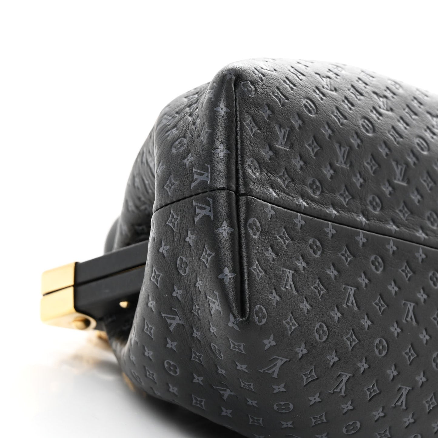 Calfskin Nanogram Embossed Clutch Black