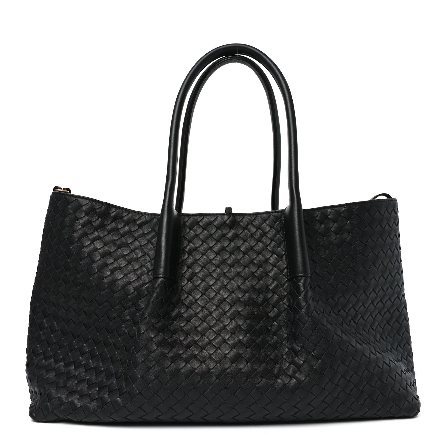 BOTTEGA VENETAボッテガ　ボストンバッグ　PVC レザー　黒　y2k Bottega Veneta Calfskin Intrecciato Large Pinacoteca Reversible