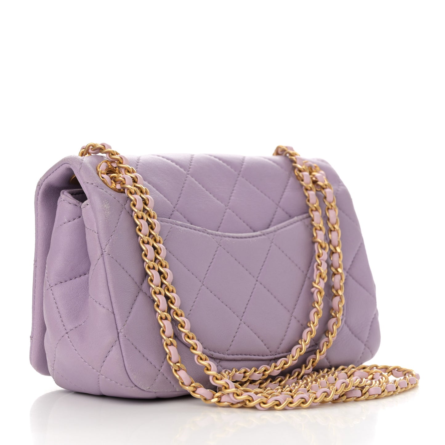 Lambskin Quilted Braided CC Small Flap Lilac