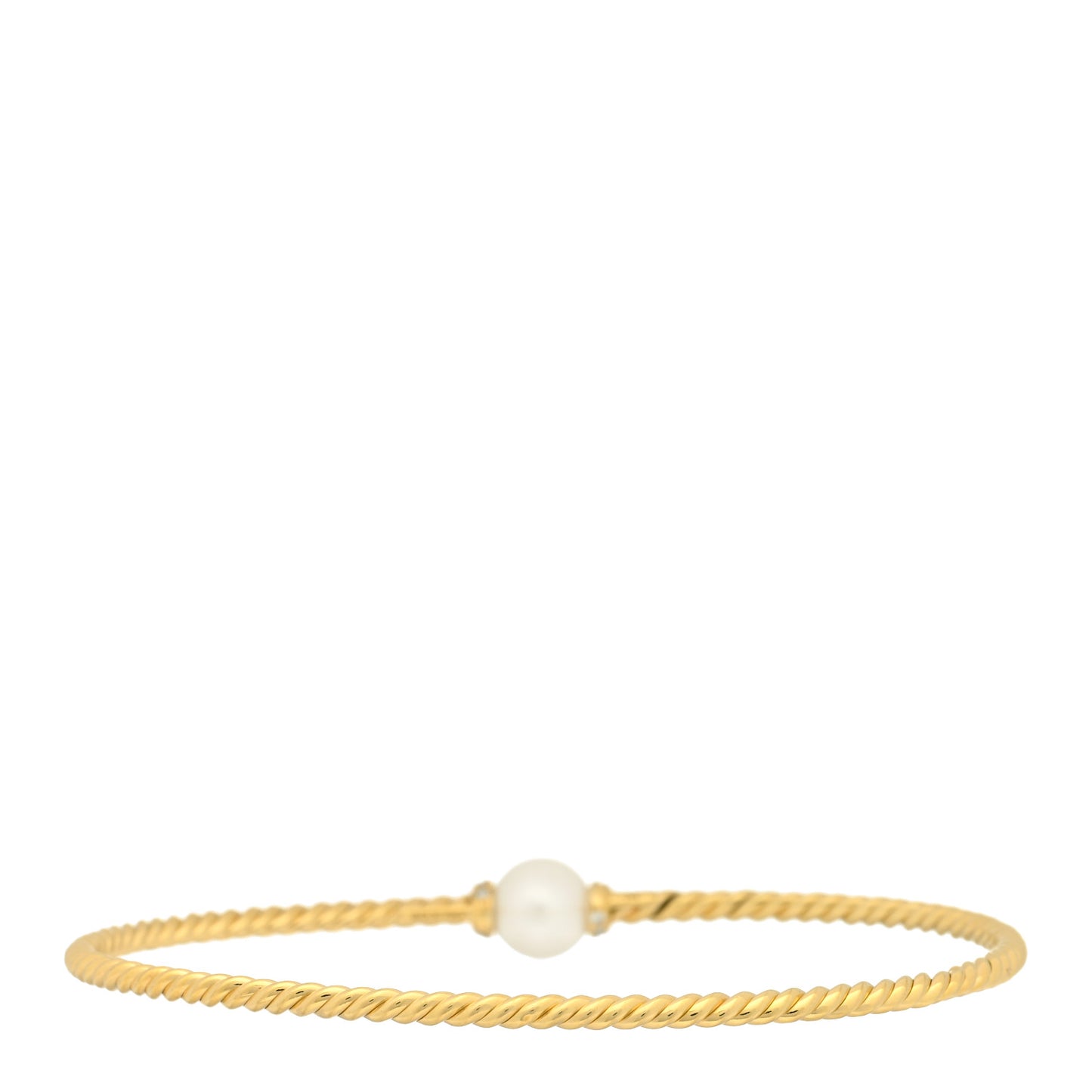 18K Yellow Gold Diamond Pearl 7mm Solari Station Bracelet